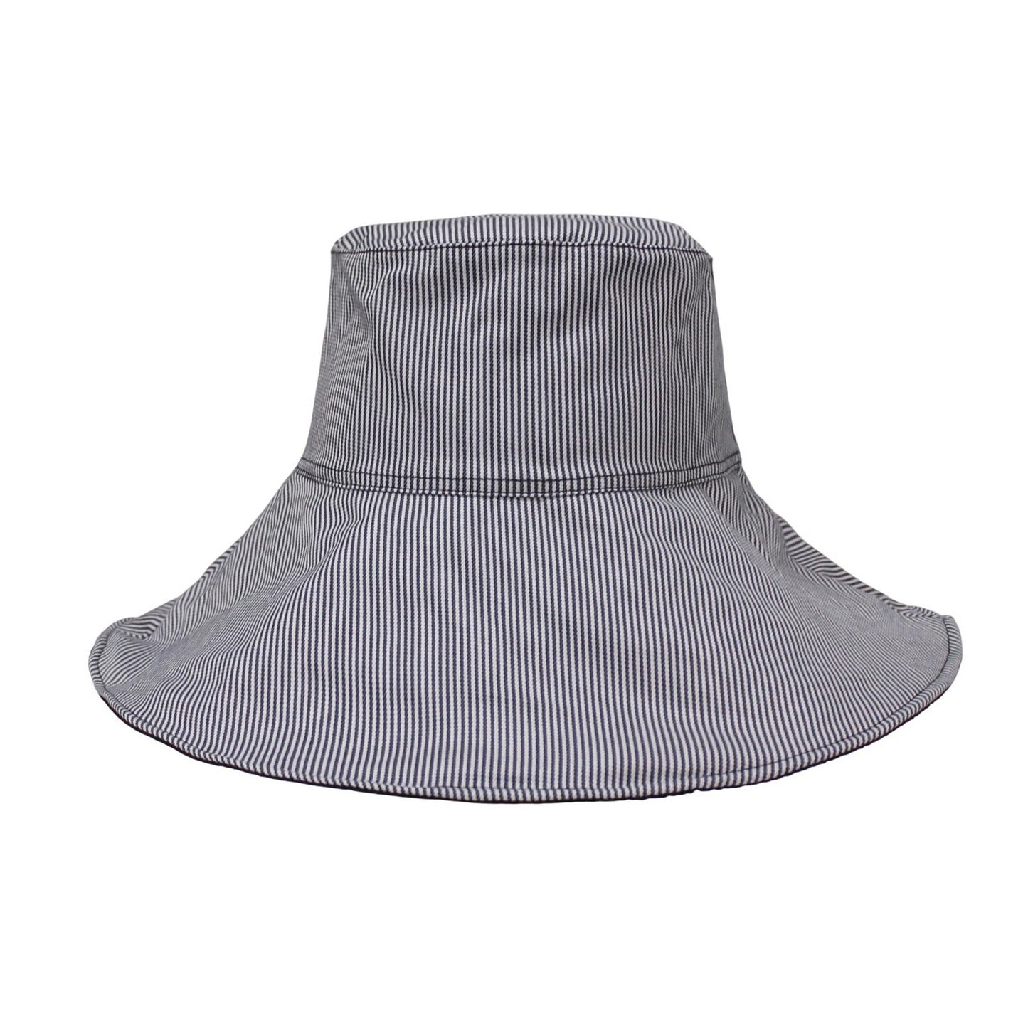 Cotton Hat | Reversible Solid & Striped Wide Brim – Taupe