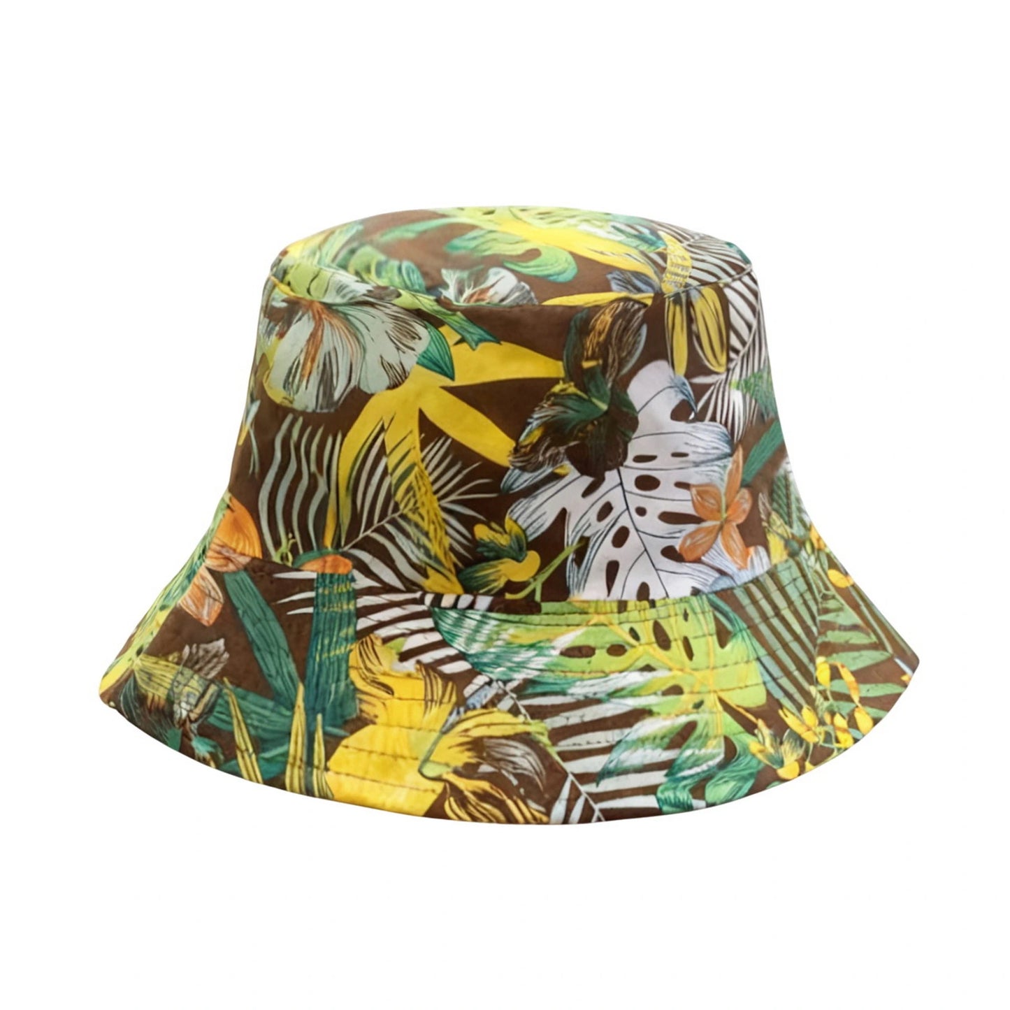 Patterned Bucket Hat | Tropical Leaf Print – Green