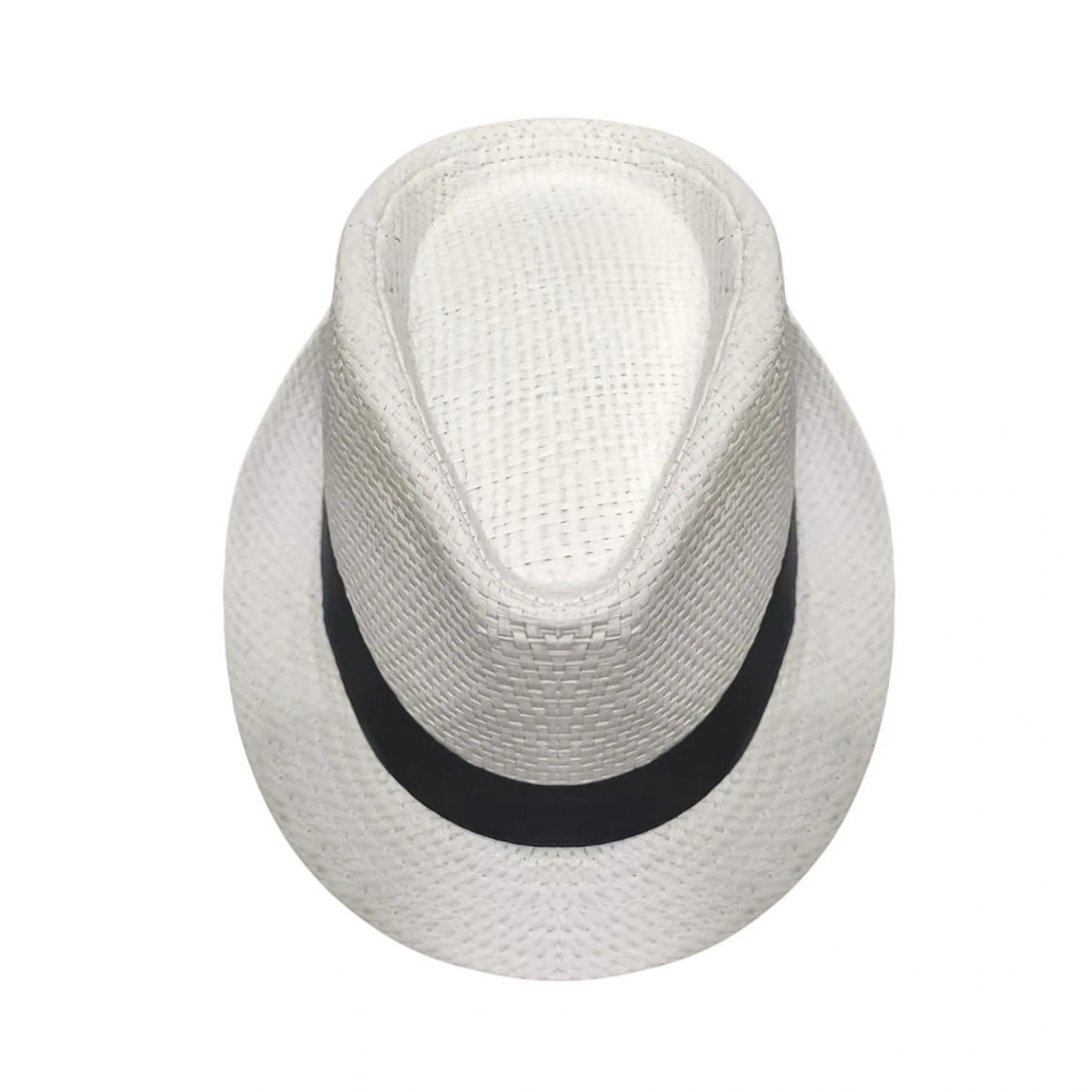 Straw Trilby Hat | Classic Woven with Contrast Band – White & Black