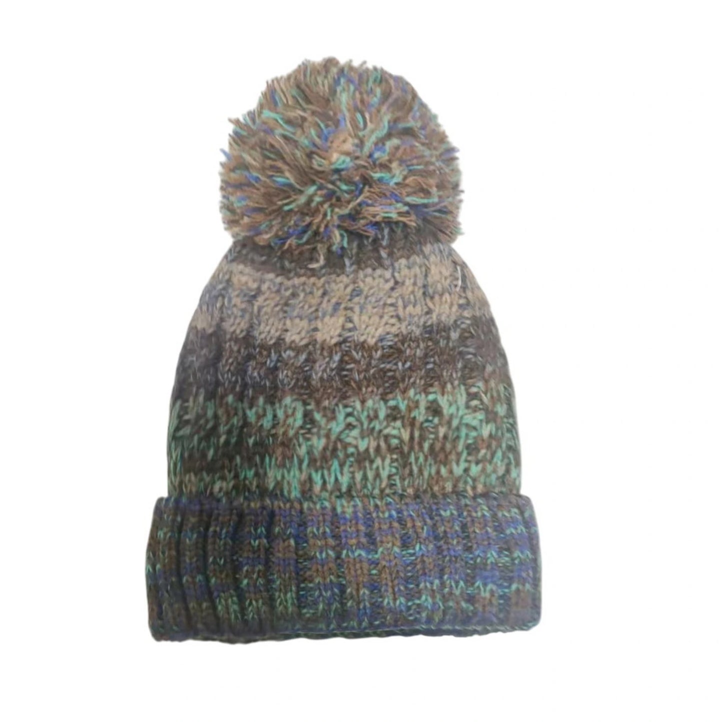 Fashion Bobble Hat | Chunky Gradient Knit Design with Pom Pom – Brown