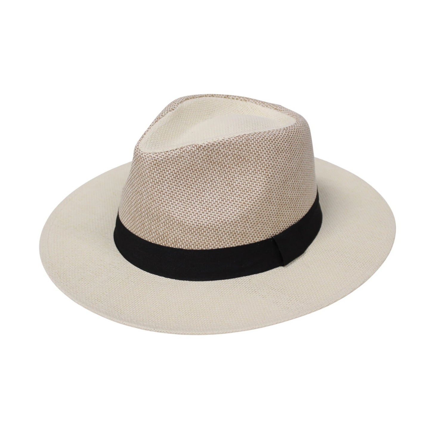 Straw Fedora Hat | Classic Contrast Band – White & Black