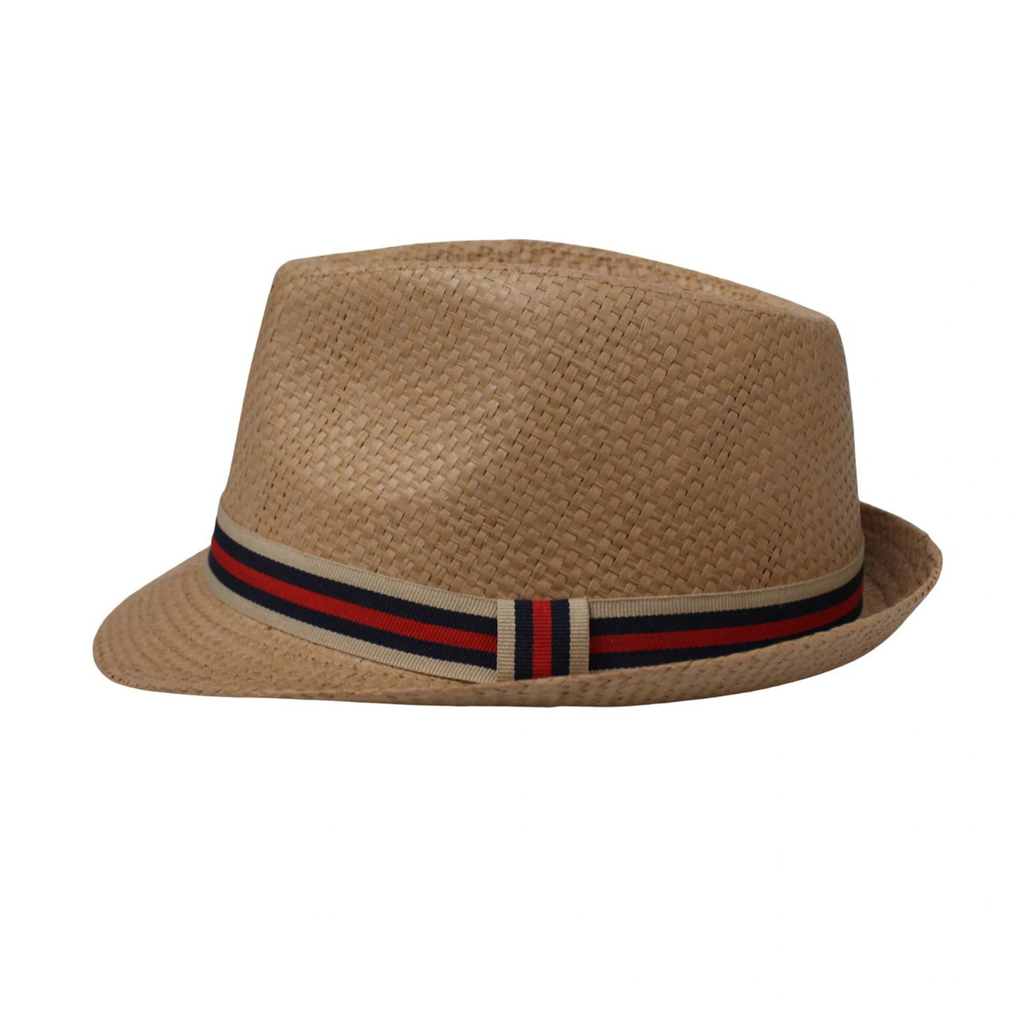 Straw Trilby Hat | Striped Band Detail – Natural