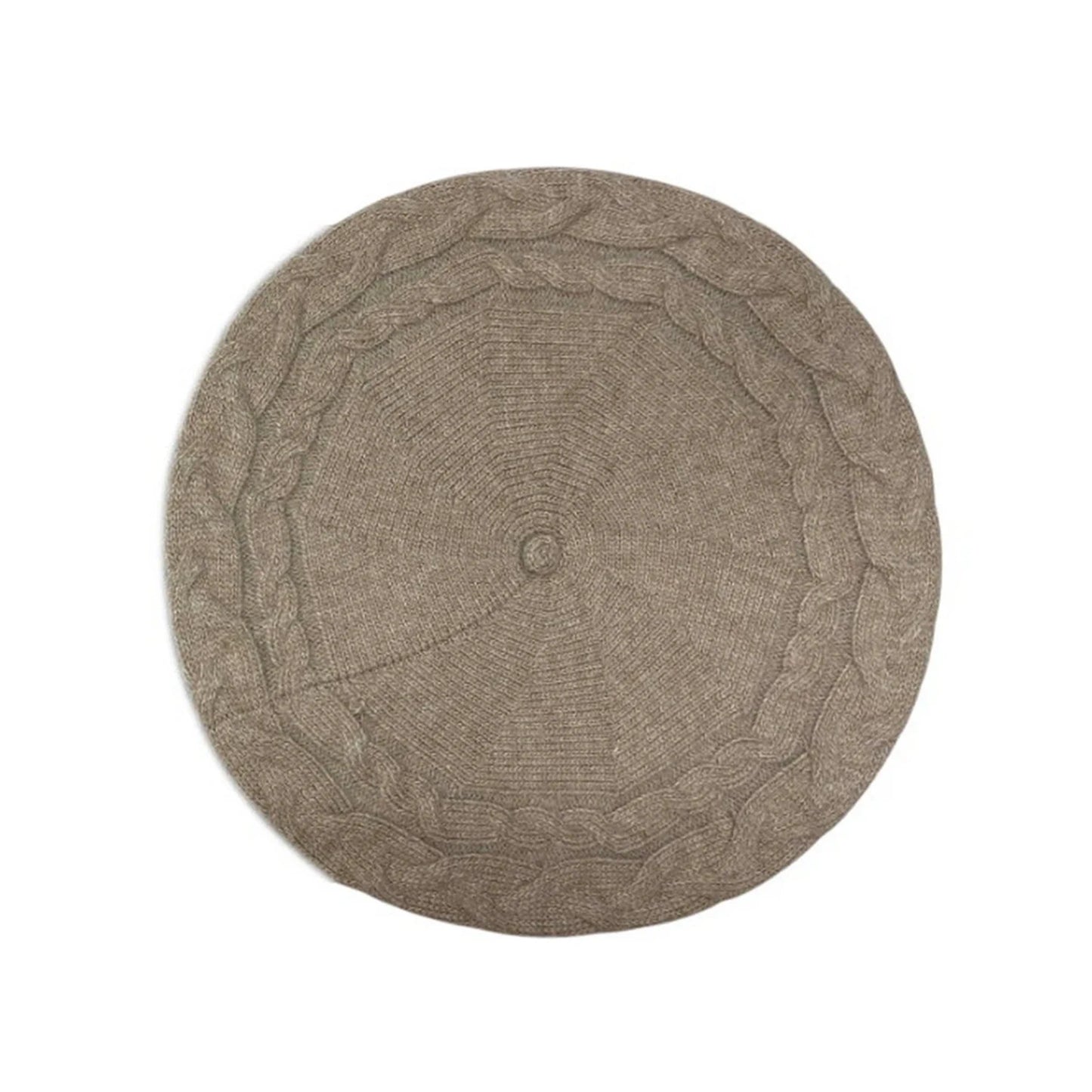 Fashion Hat | Circular Cable Knit Beret – Khaki