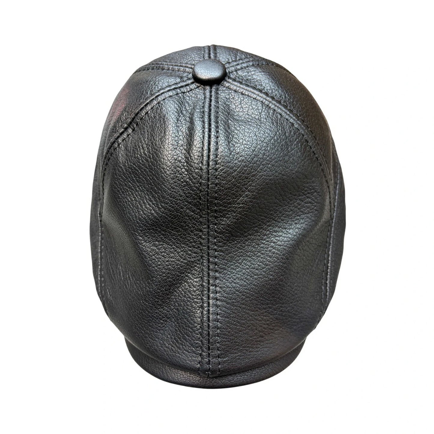 Flat Cap | Premium Sheepskin Texture – Black