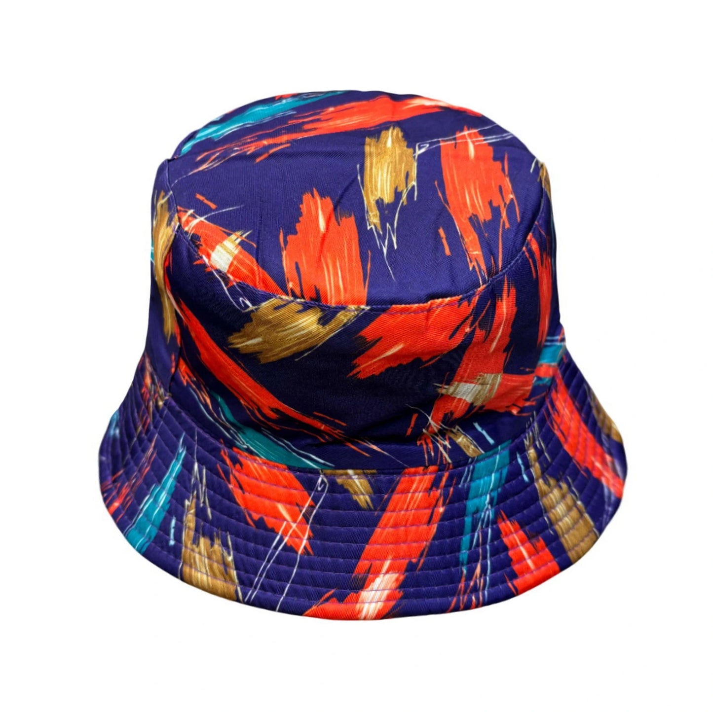 Patterned Bucket Hat | Abstract Brushstroke Print – Navy Blue