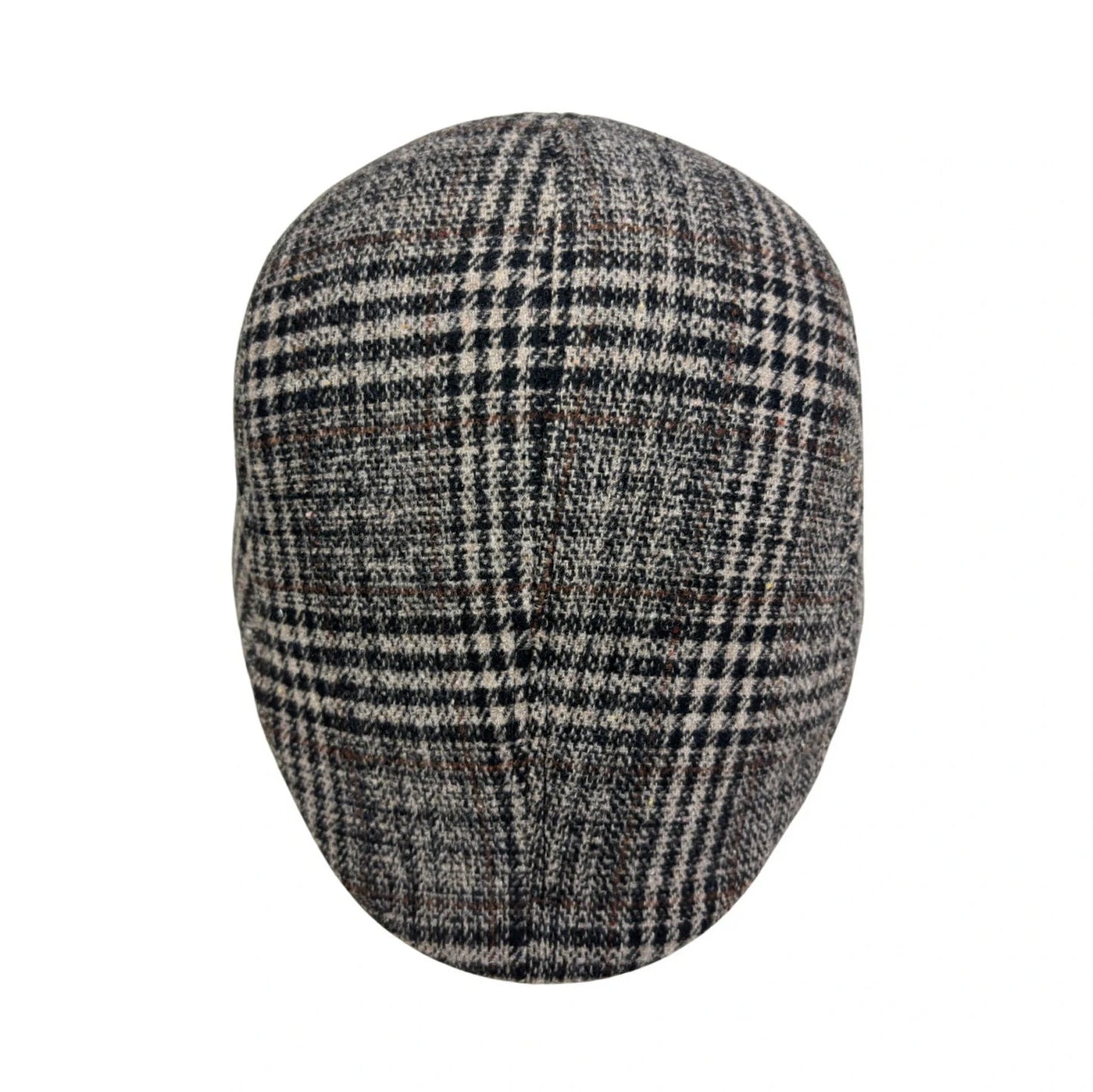 Flat Cap | Checked Pattern with Brown Accents – Grey