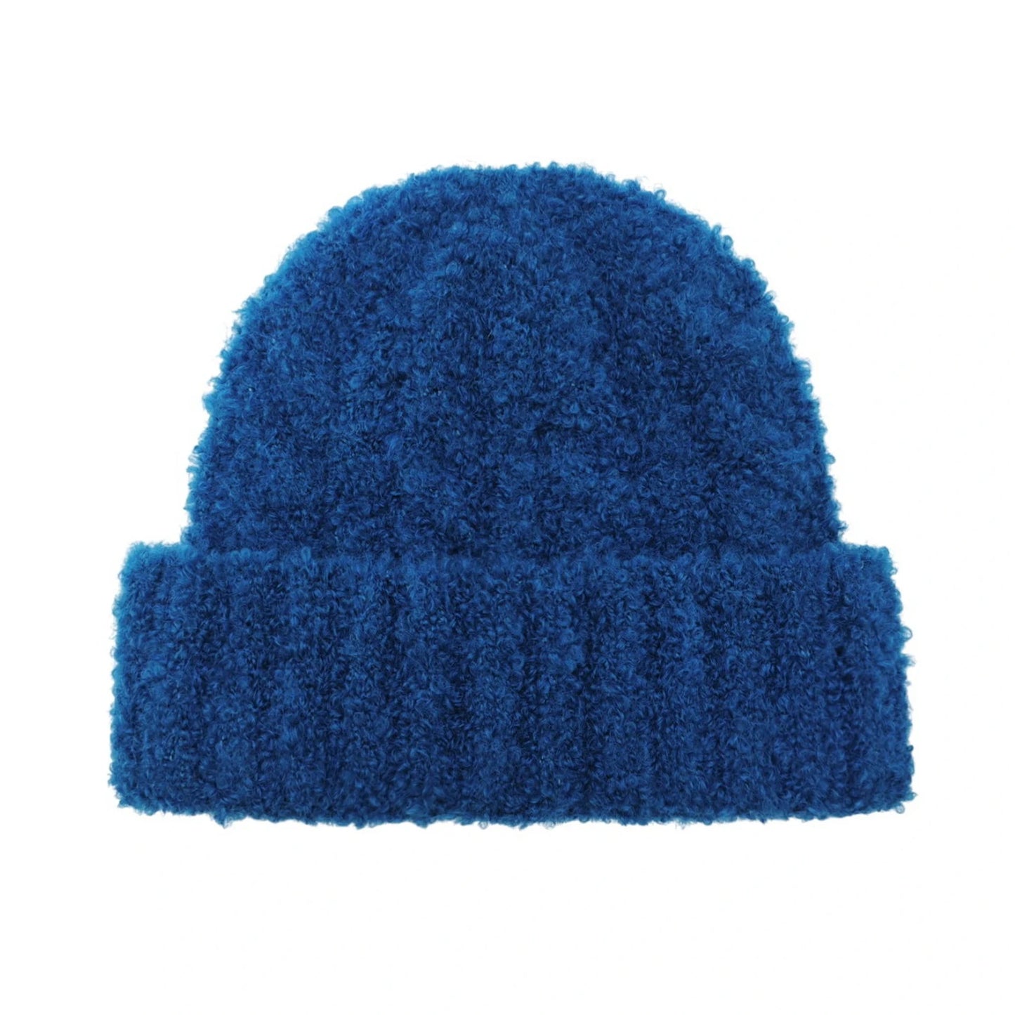 Ski Hat | Fuzzy Texture Solid Design – Blue