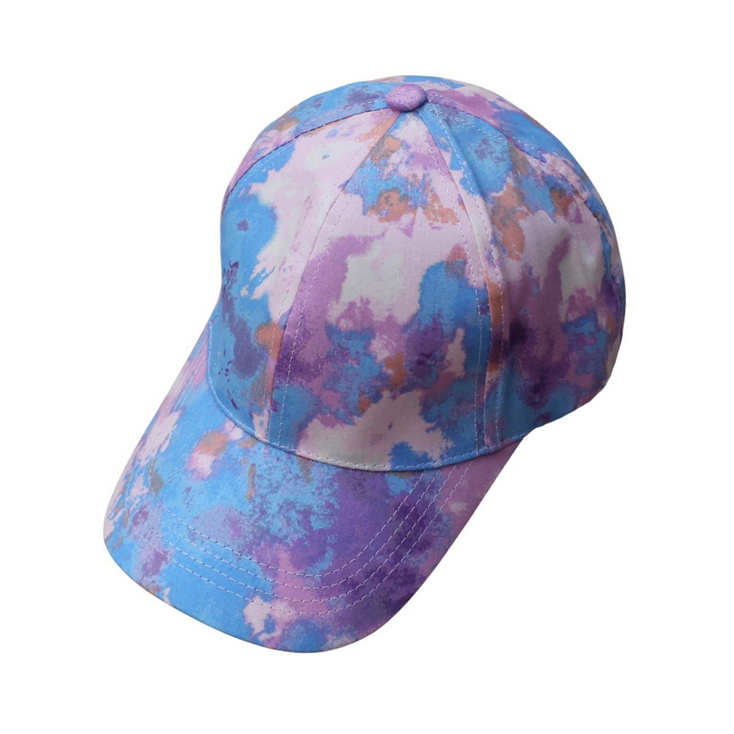 Patterned Baseball Cap | Pastel Tie-Dye Print – Purple & Blue