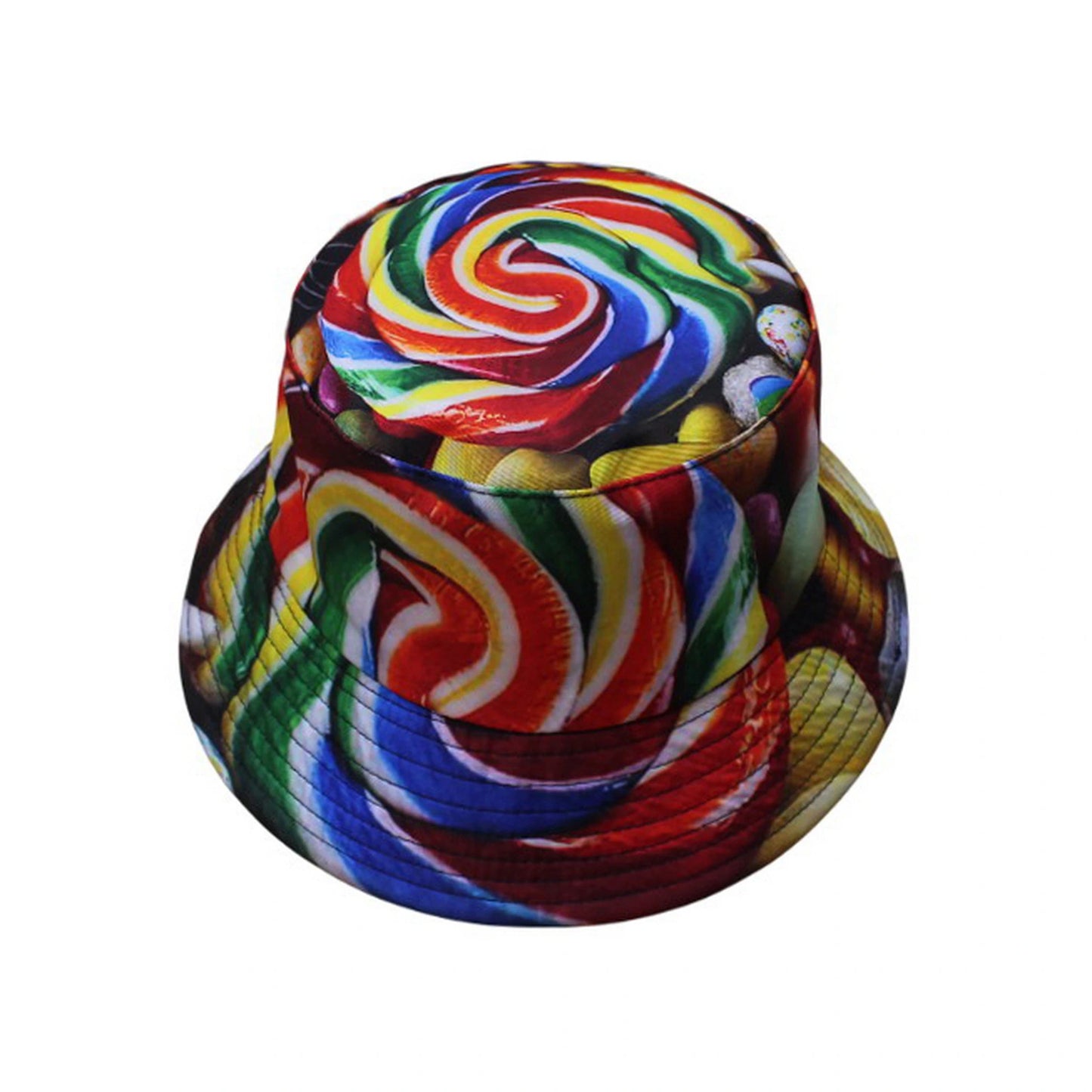 Patterned Bucket Hat | Rainbow Lollipop Print – Multicolour