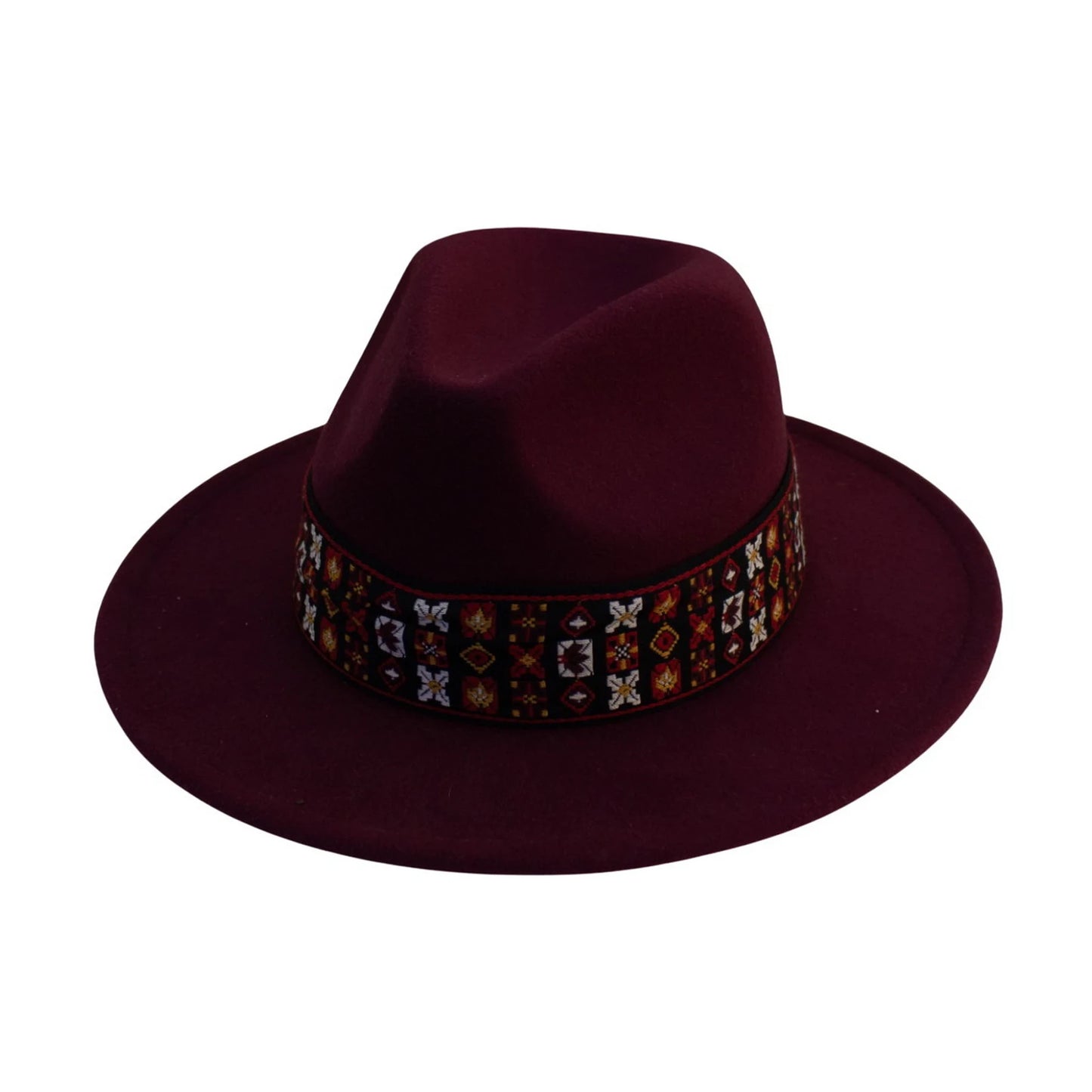Fashion Hat | Tribal Geometric Band Detail – Red