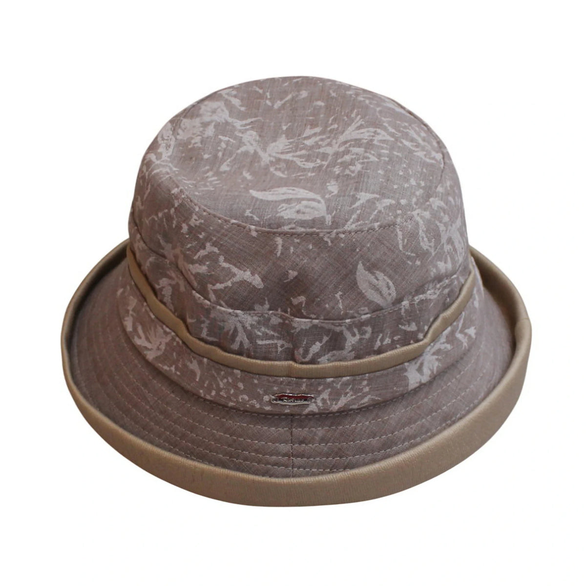 Cotton Hat | Abstract Marble Texture with Contrast Trim & Metal Logo – Brown
