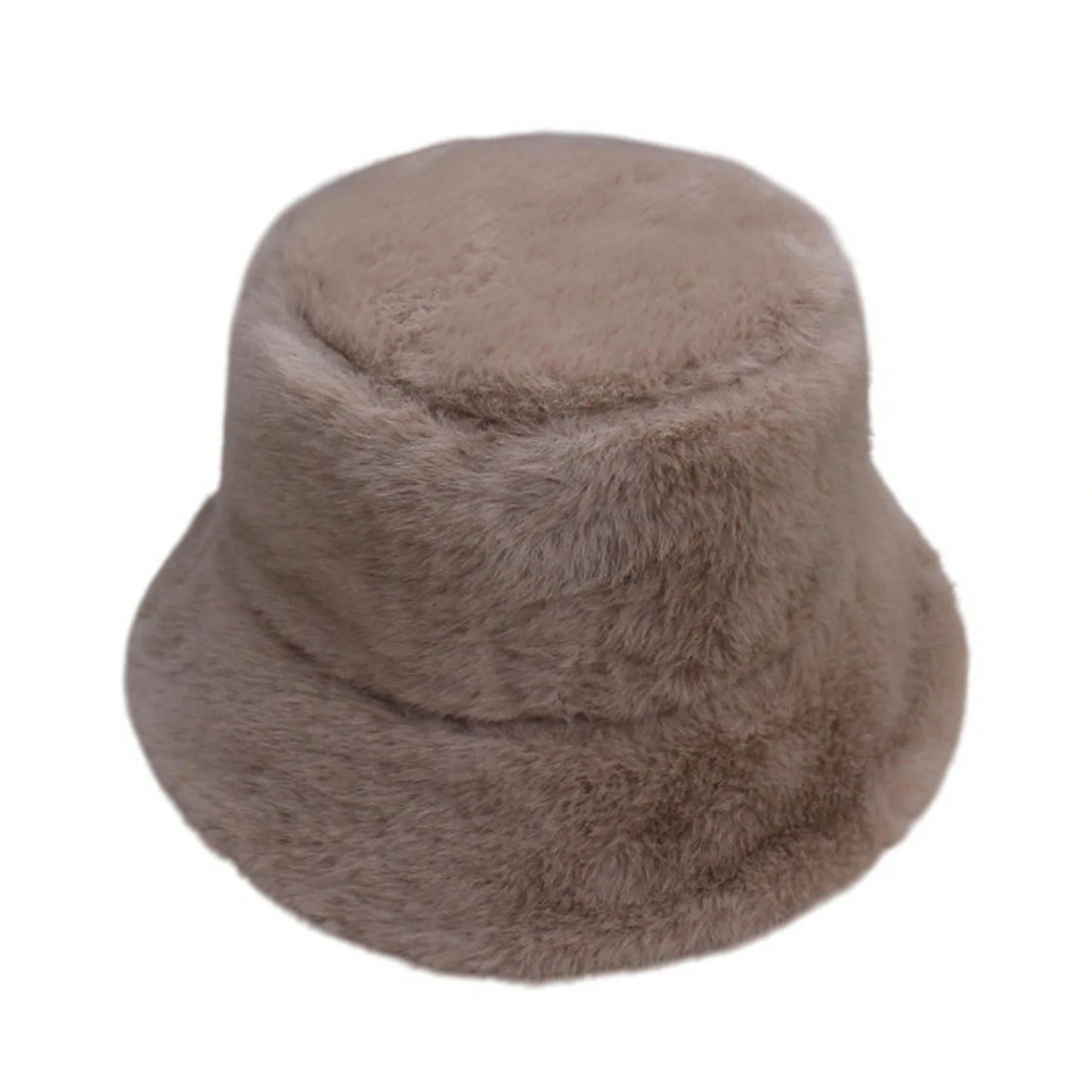 Fashion Hat | Women's Full Faux Fur Bucket Hat – Taupe