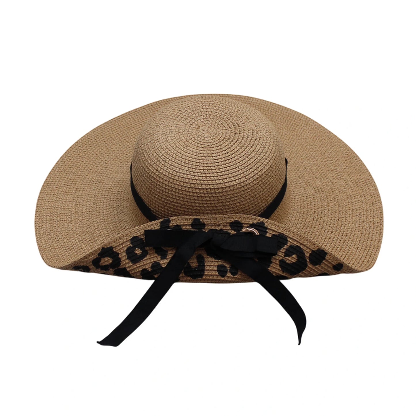 Wide Brim Straw Hat | Back Tie Bow Design – Brown