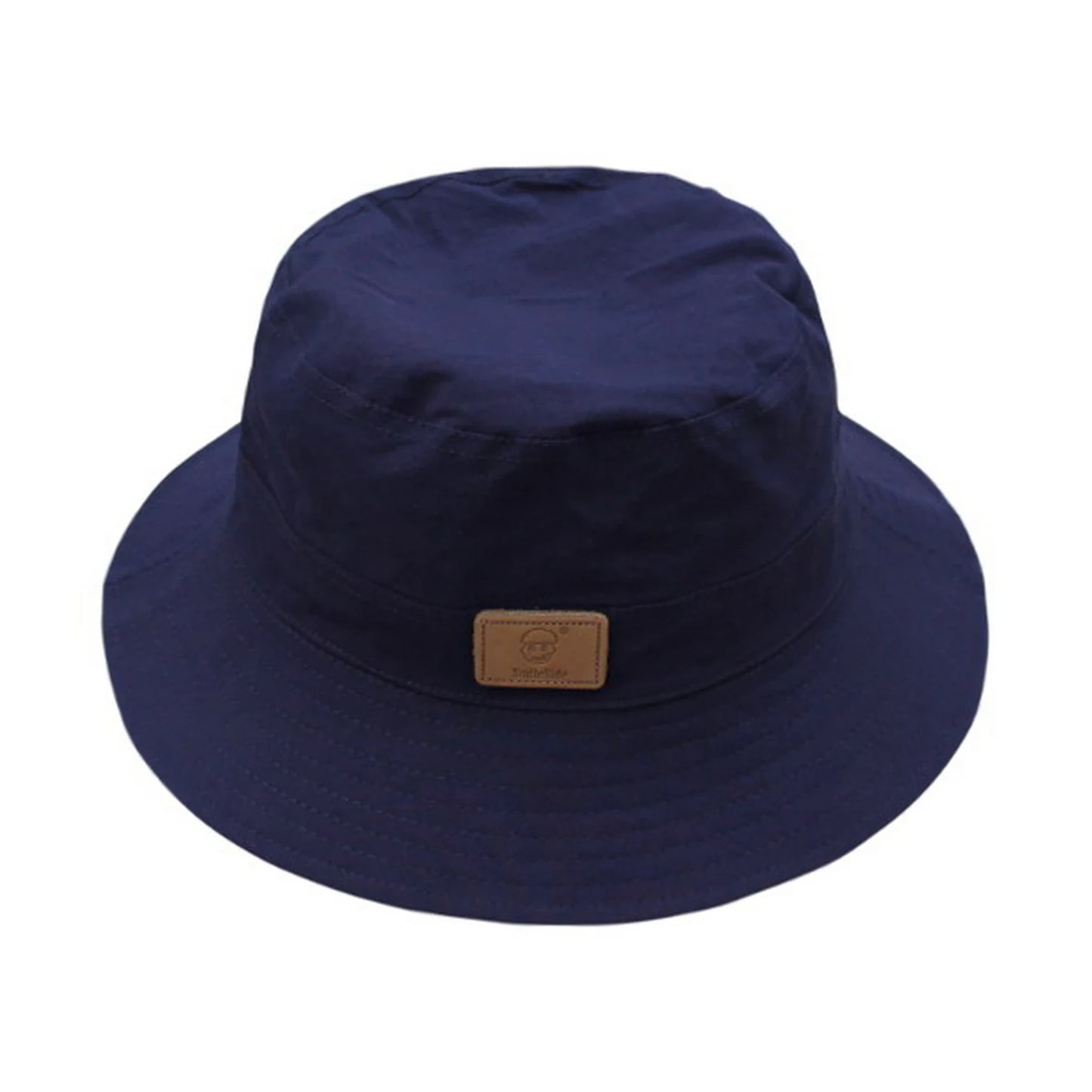 Bucket Hat | Wide-Brim Casual Sun Hat with Leather Patch – Deep Navy Blue