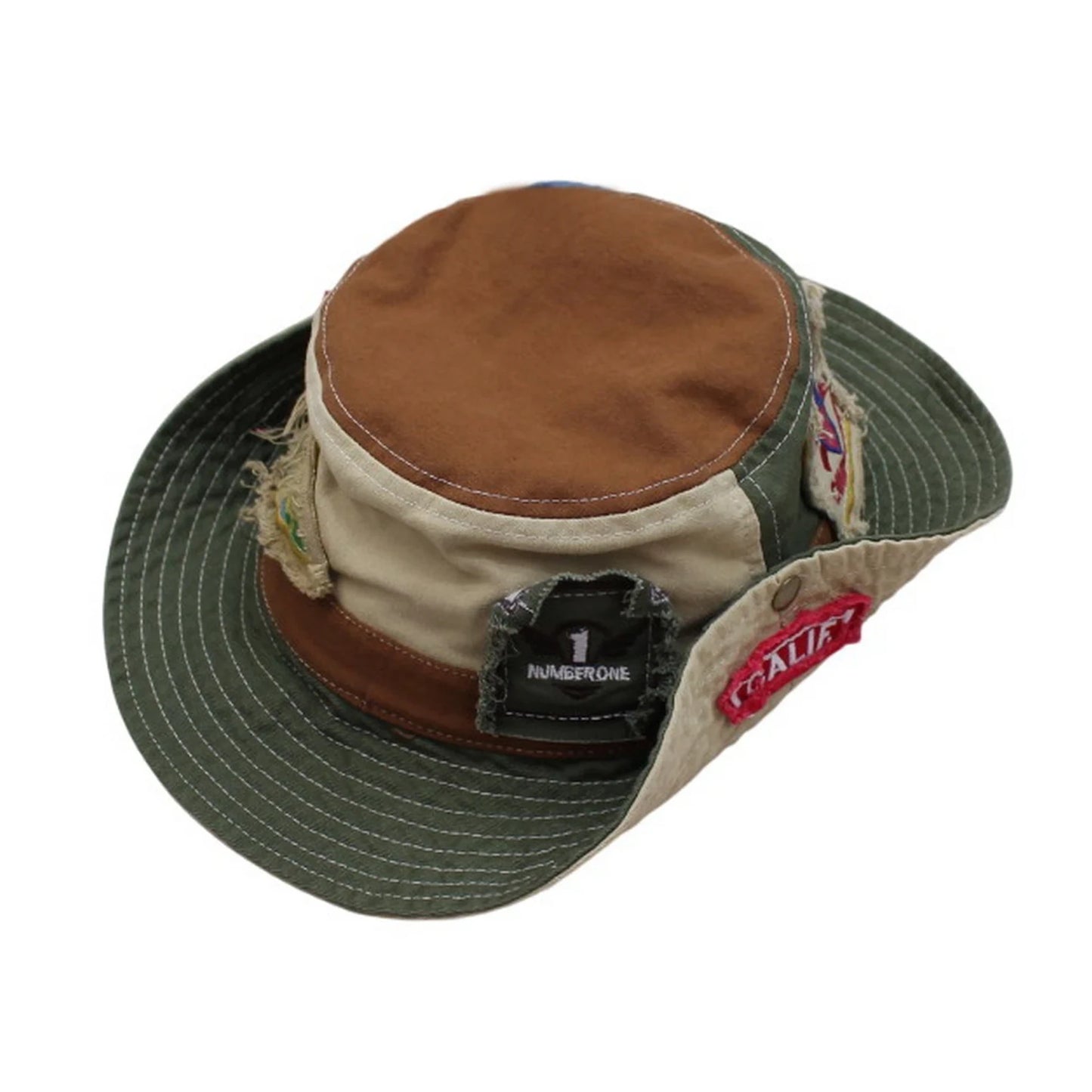 Aussie Hat | Vintage Patchwork Wide-Brim – Green
