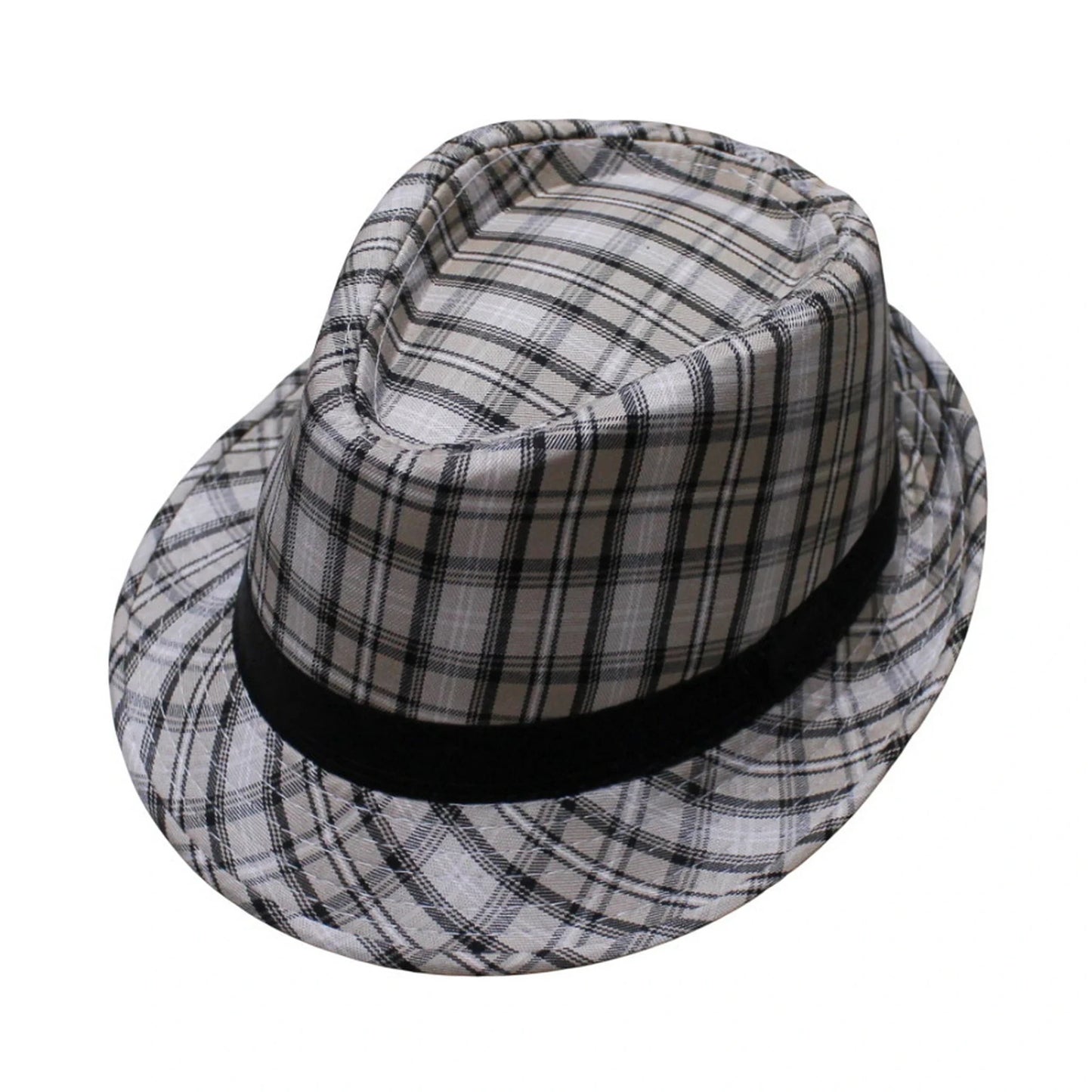 Trilby Hat | Black & White Check with Satin Band – Black & White