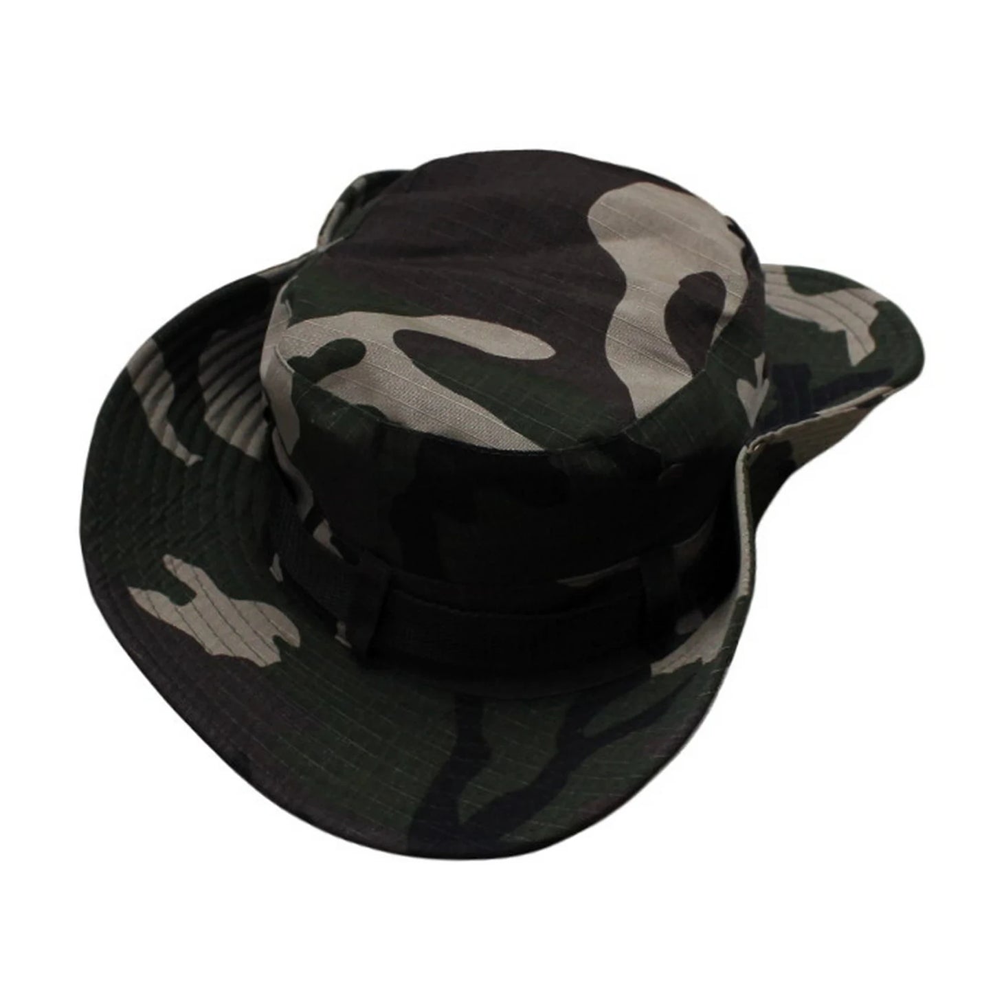 Camo Hat | Convertible Wide-Brim with Webbing Band – Green