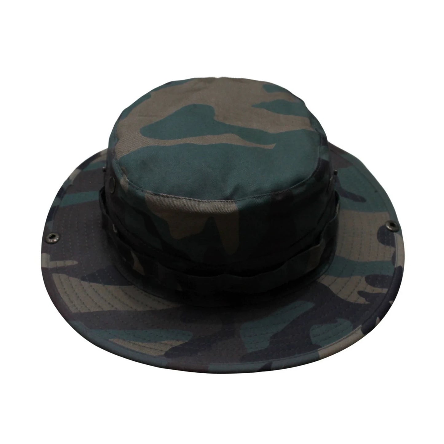 Camo Hat | Convertible Wide-Brim Woodland Camouflage with Trim – Green