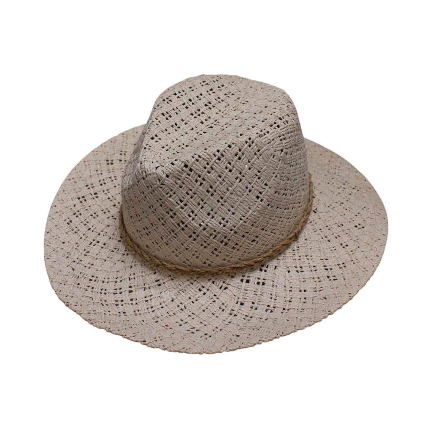Straw Fedora Hat | Airy Openwork Straw Fedora with Braided Band – Natural