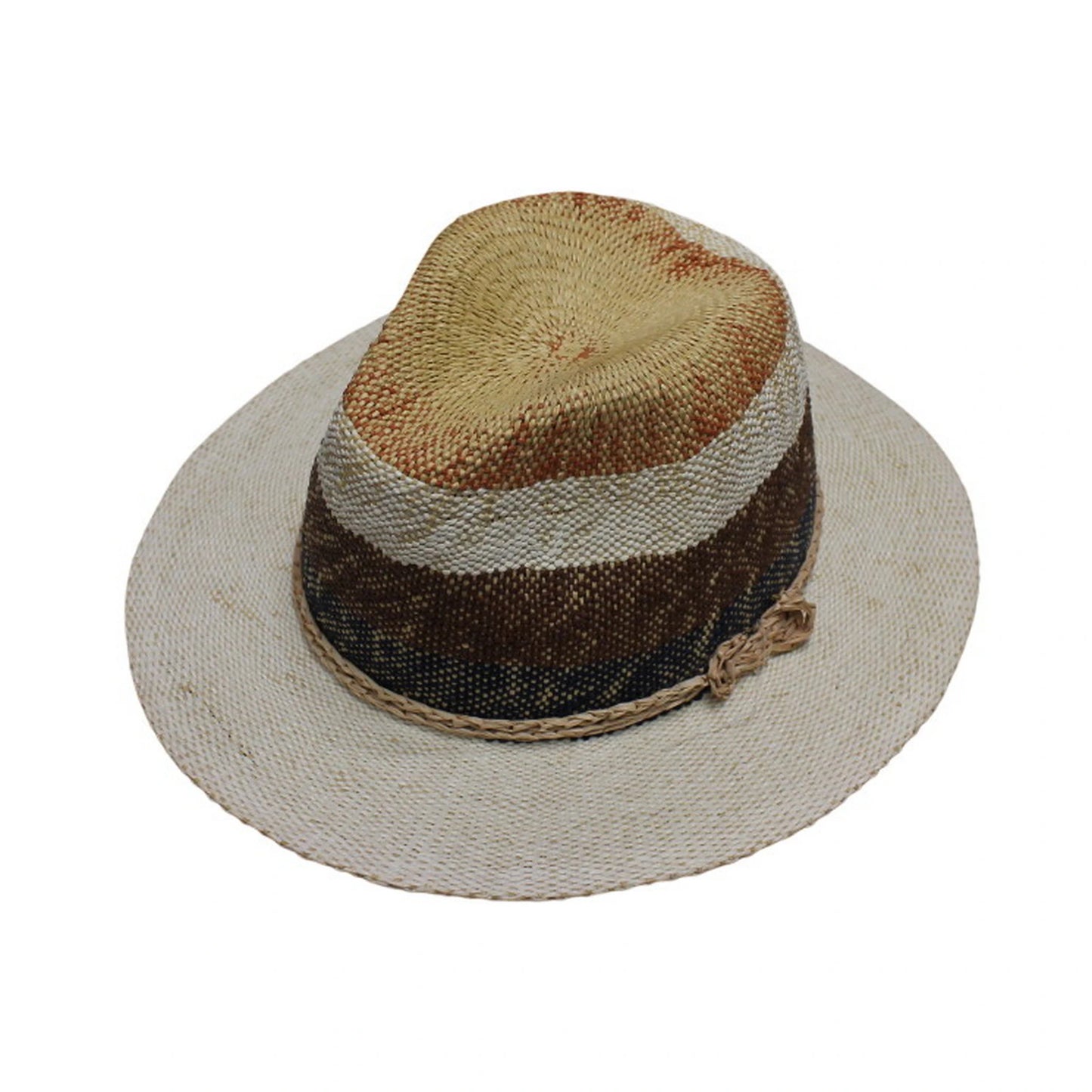 Straw Fedora Hat | Gradient Stripe Weave Fedora – Natural