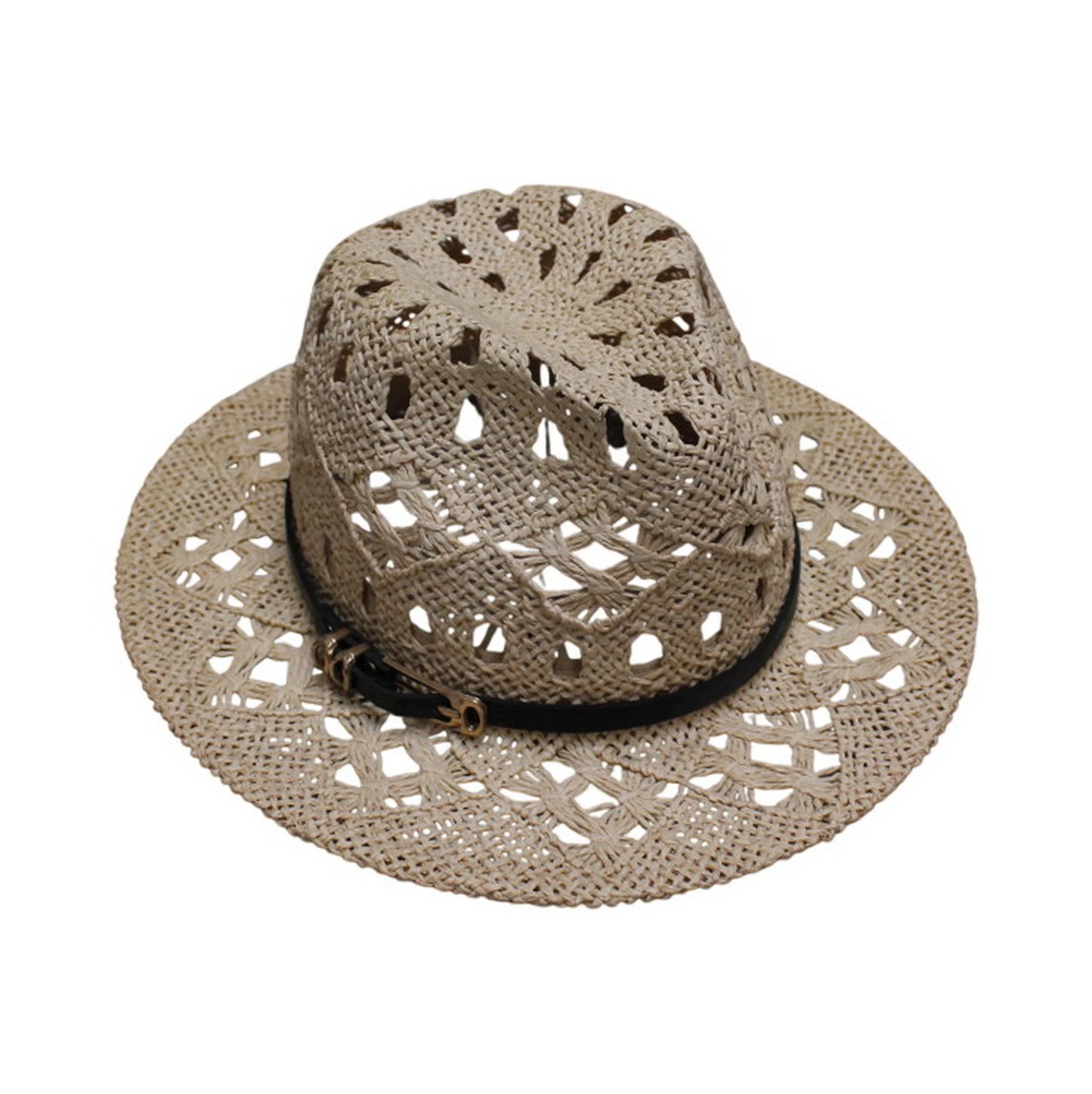 Straw Fedora Hat | Openwork Weave Summer Sun Hat – Natural