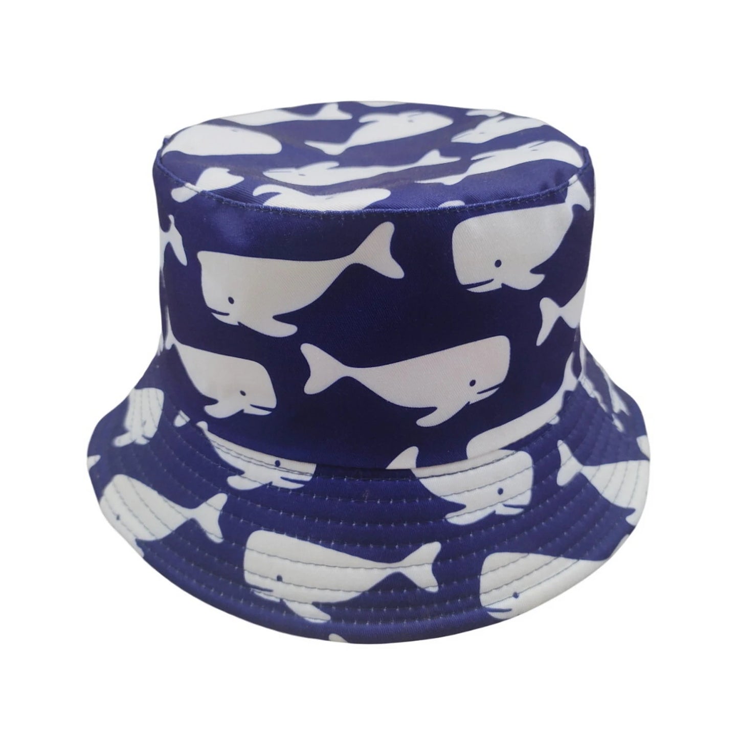 Patterned Bucket Hat | Kids Whale Print – Royal Blue
