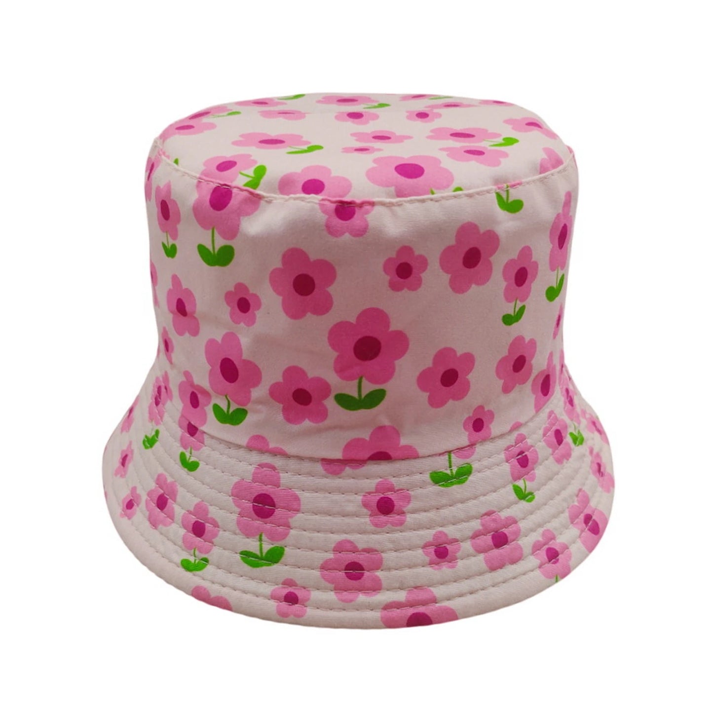 Patterned Bucket Hat | Kids Floral Print – Blush Pink