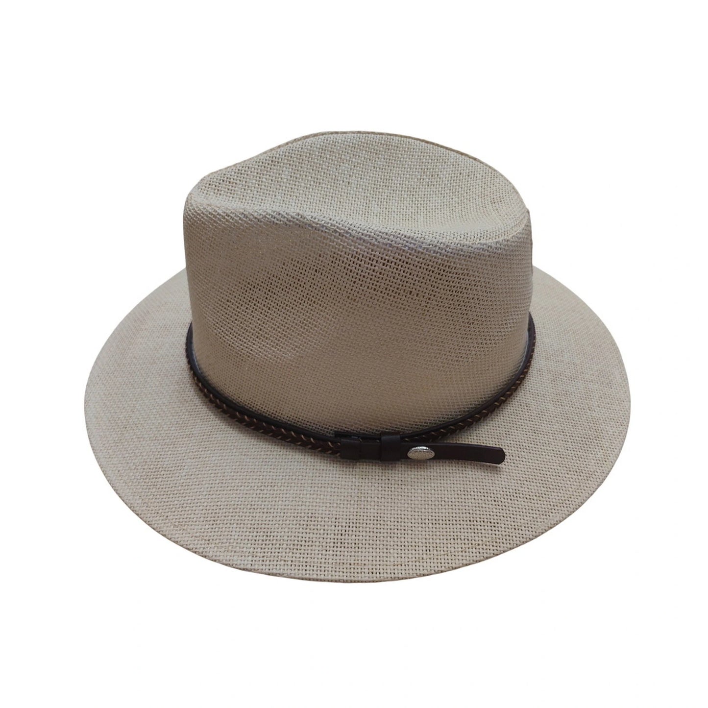 Straw Fedora Hat | Woven Paper Straw with Braided Leather Band – Natural