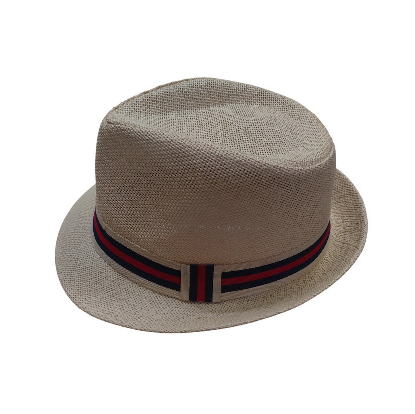 Straw Trilby Hat | Striped Band – Optic White