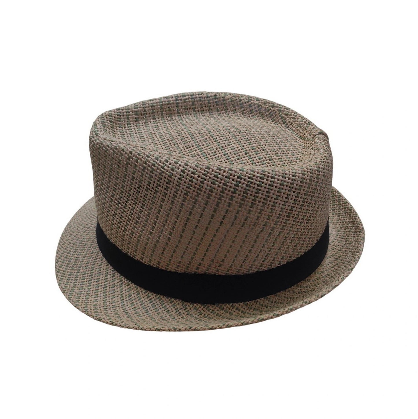 Straw Trilby Hat | Open Woven Paper Straw – Natural & Green