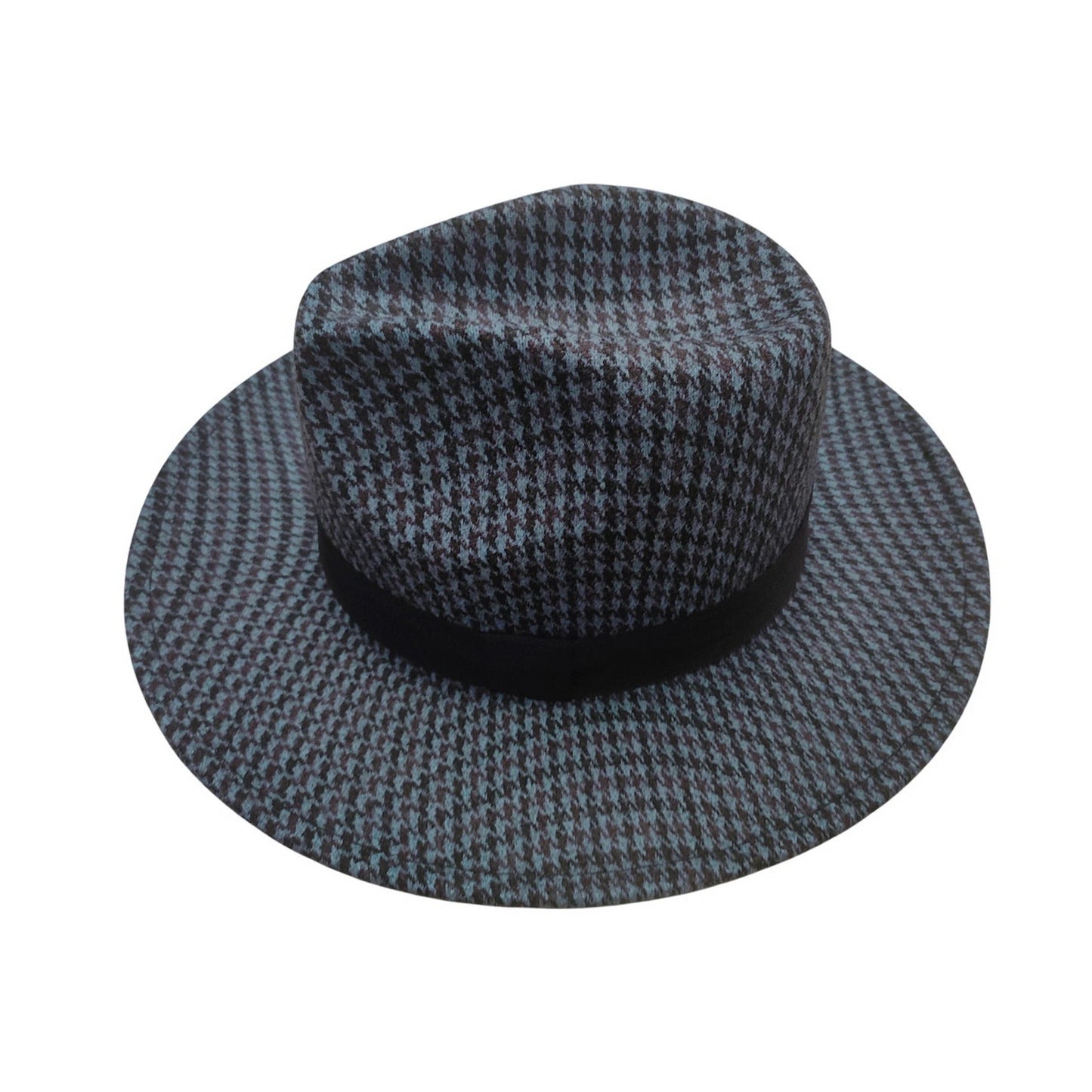 Fashion Hat | Houndstooth Check – Navy Blue & Black