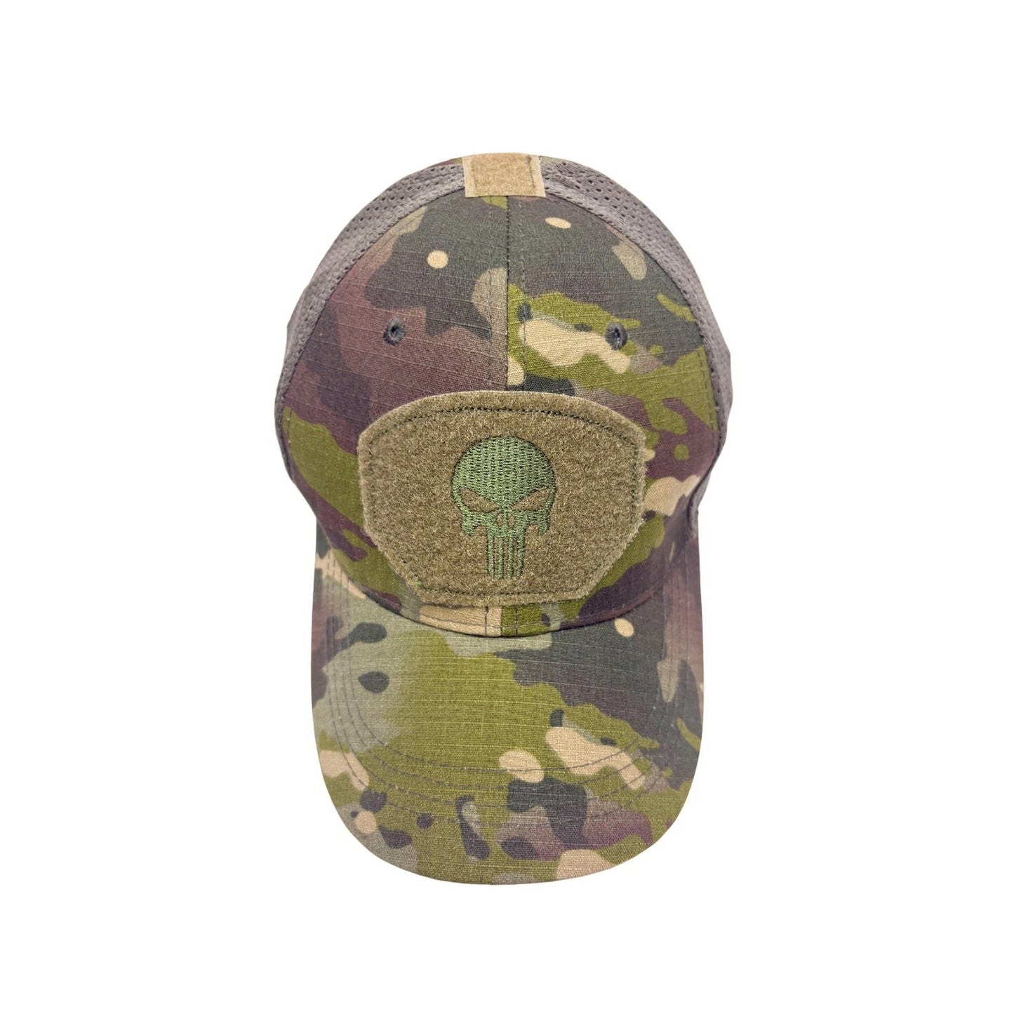 Camo Baseball Cap | Multicam Camouflage Print with Skull Patch – Green & Brown