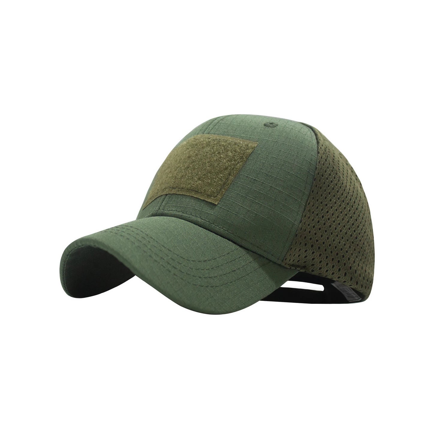 Plain Cotton Baseball Cap | Tactical Mesh Patch – Olive Green