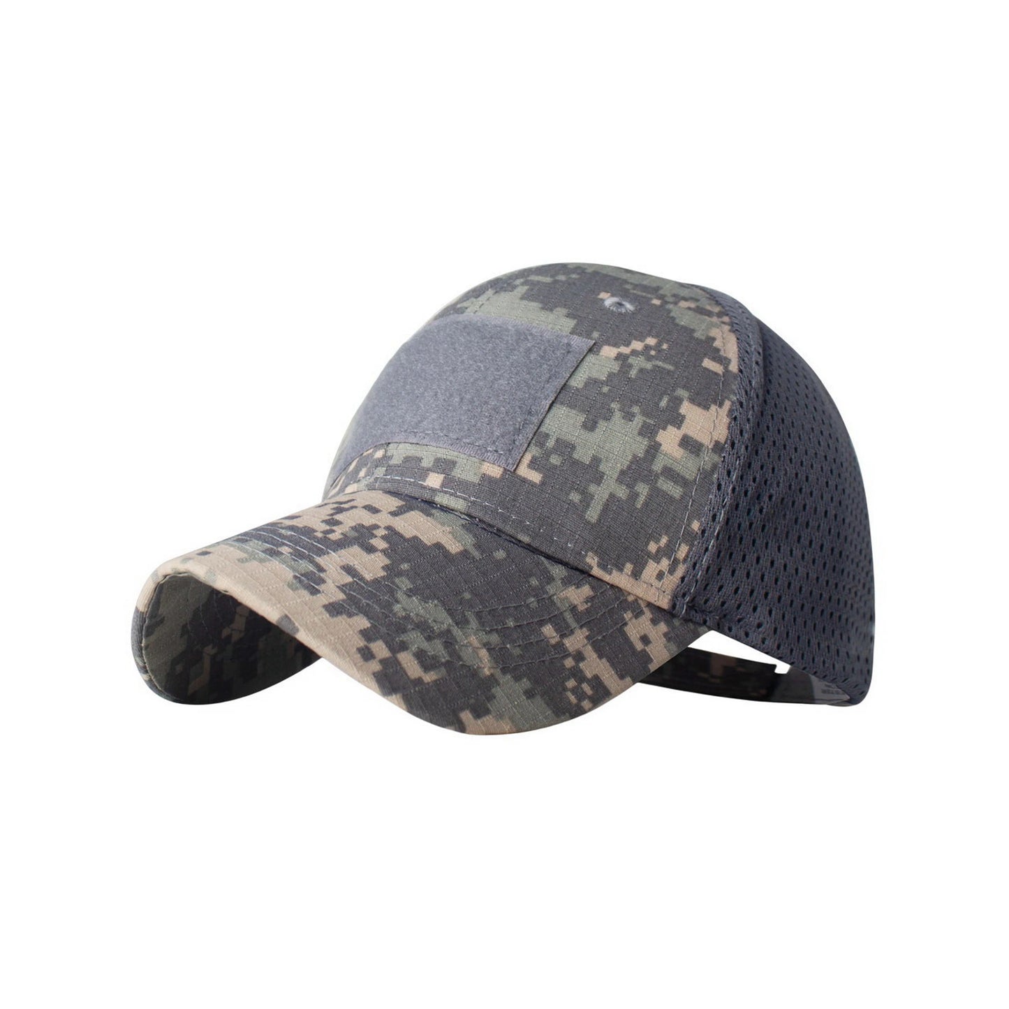 Camo Baseball Cap | Urban Digital Print with Hook-and-Loop Patch – Grey & Green