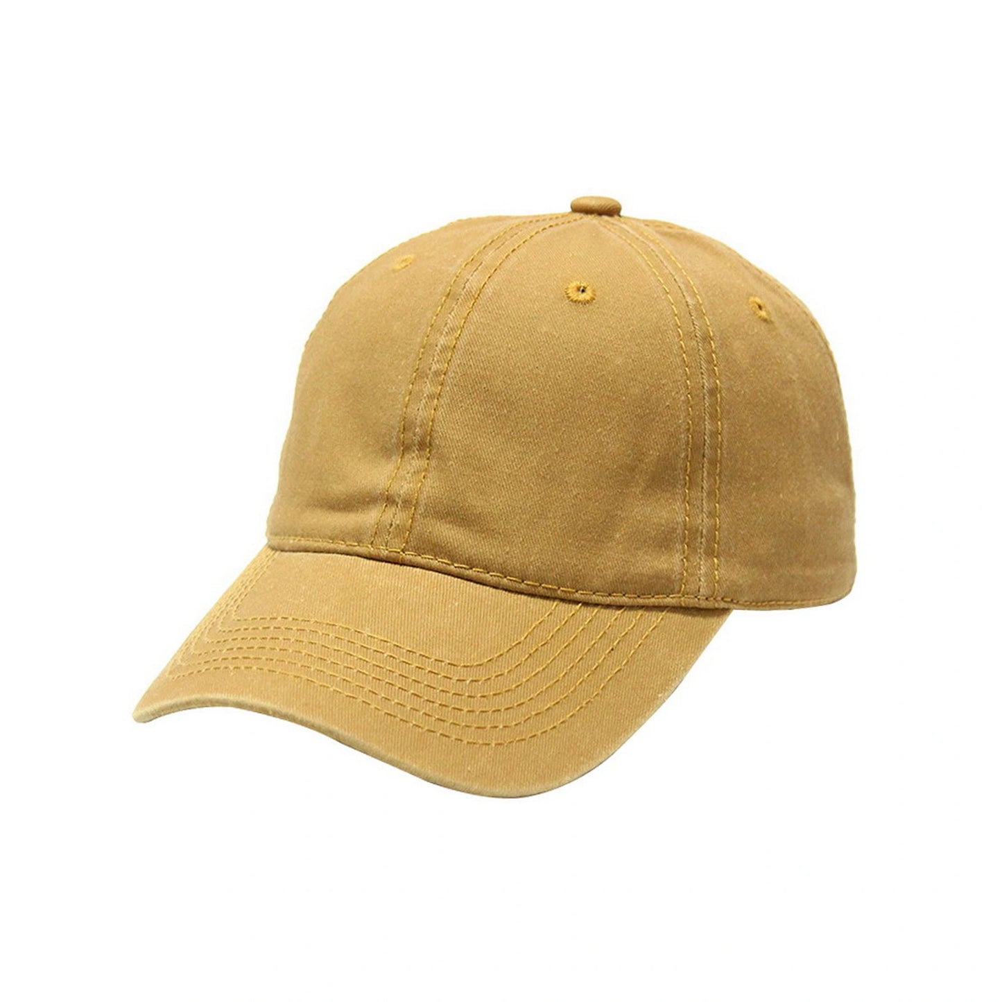 Plain Cotton Baseball Cap | Vintage Washed Cotton – Mustard Khaki