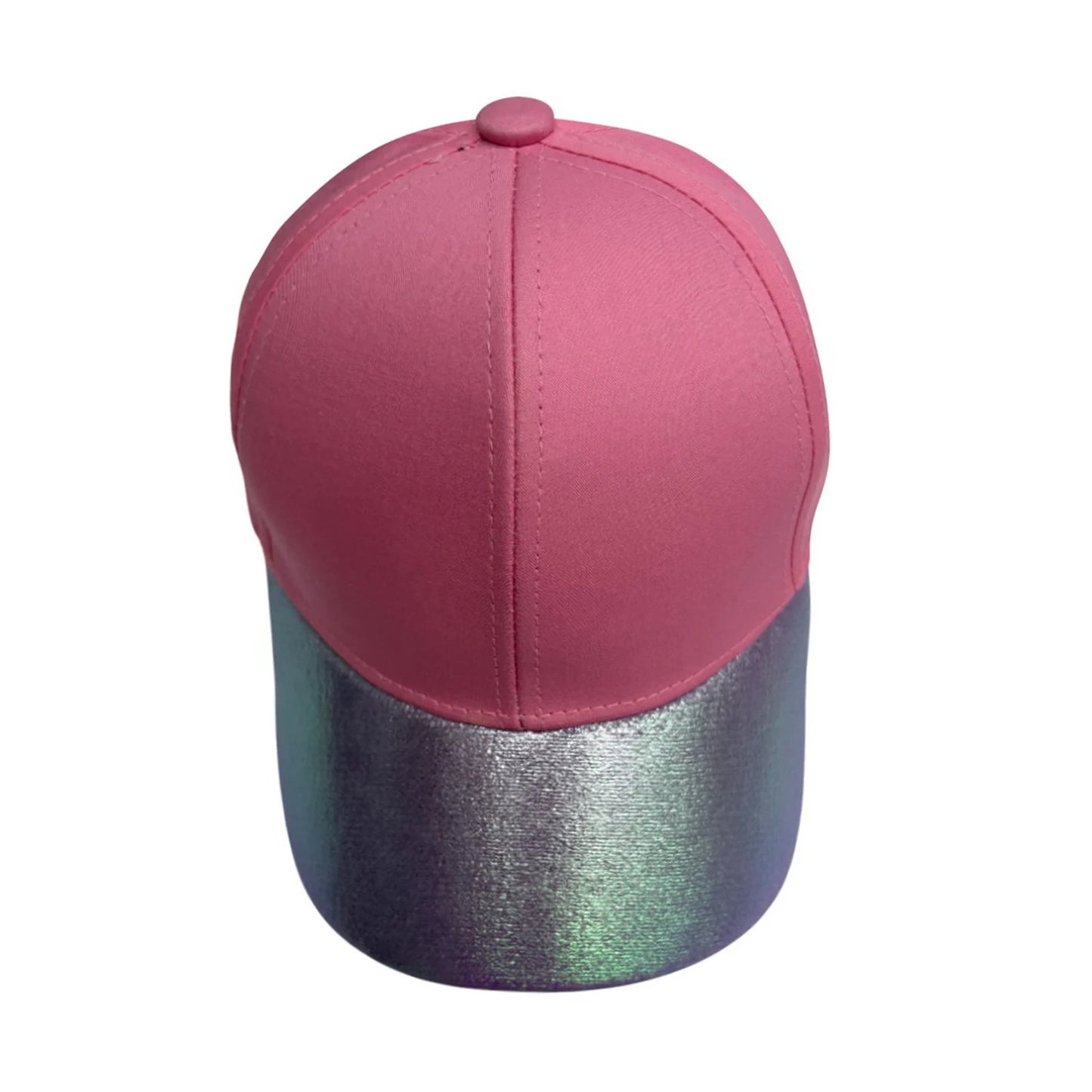 Patterned Baseball Cap | Kids Metallic Brim Design - Pink