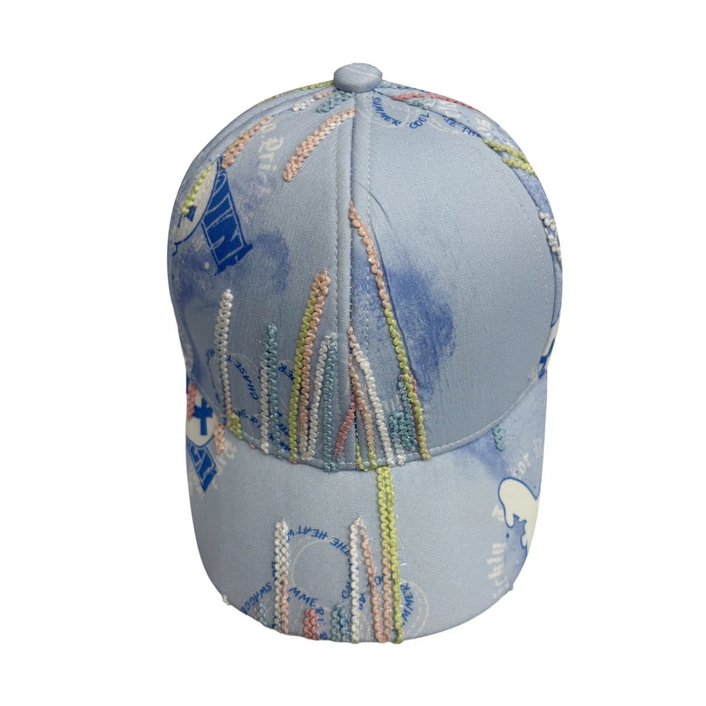 Patterned Baseball Cap | Kids Embroidered Stripe Detail - Blue