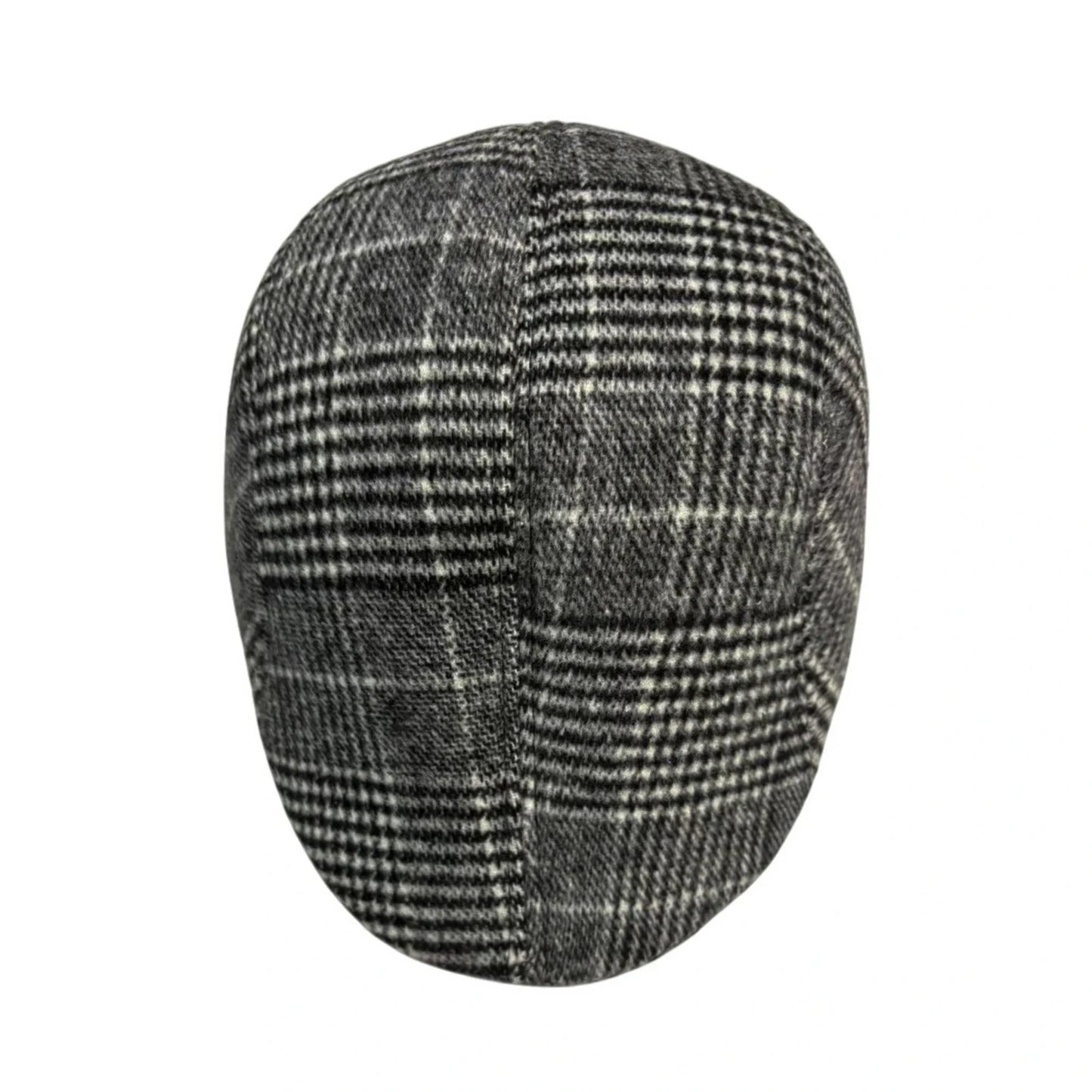 Flat Cap | Houndstooth Plaid Pattern – Grey & Black