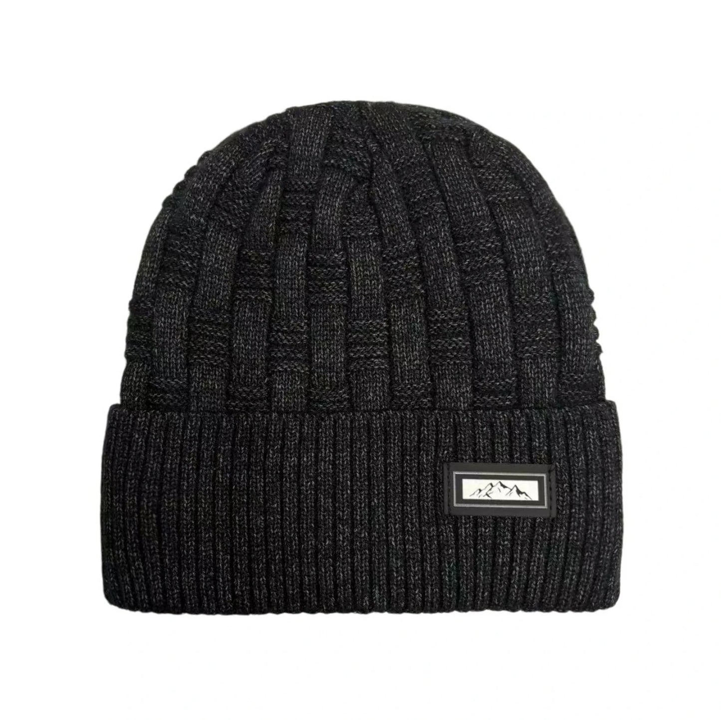 Ski Hat | Basket Weave Knit Texture – Black