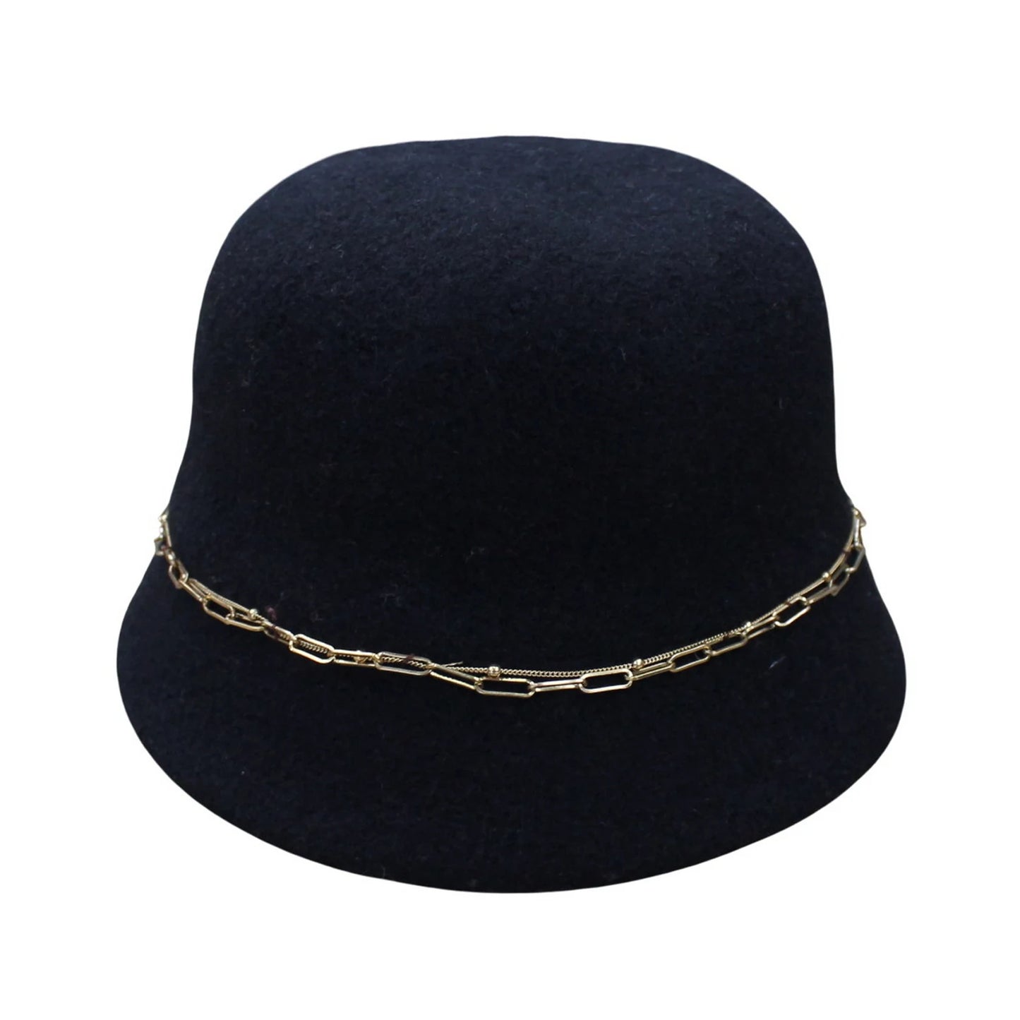 Fashion Hat | Double Layer Gold Chain – Black