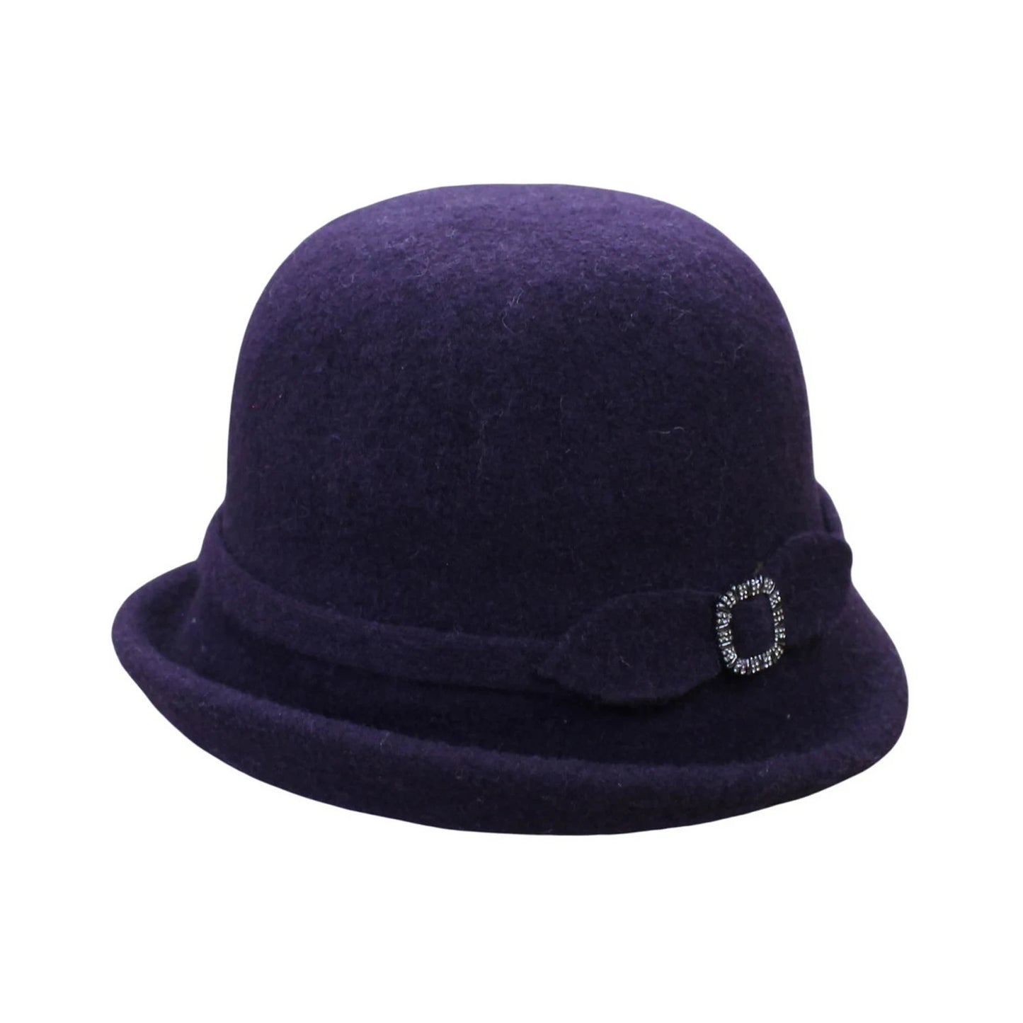 Fashion Hat | Rhinestone Square Buckle Detail – Deep Purple