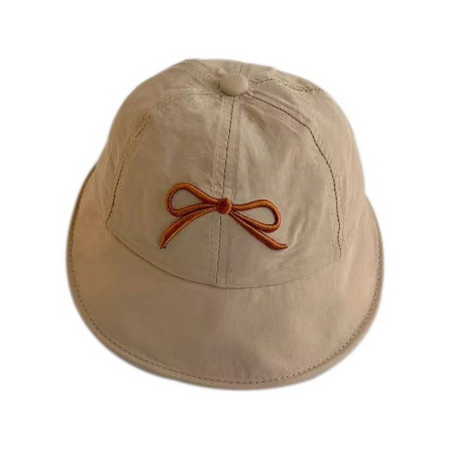 Patterned Bucket Hat | Kids Bow Embroidery Design – Khaki