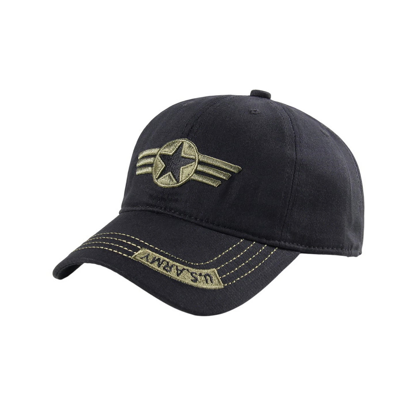 Camo Baseball Cap | U.S. Army Winged Star Patch – Black