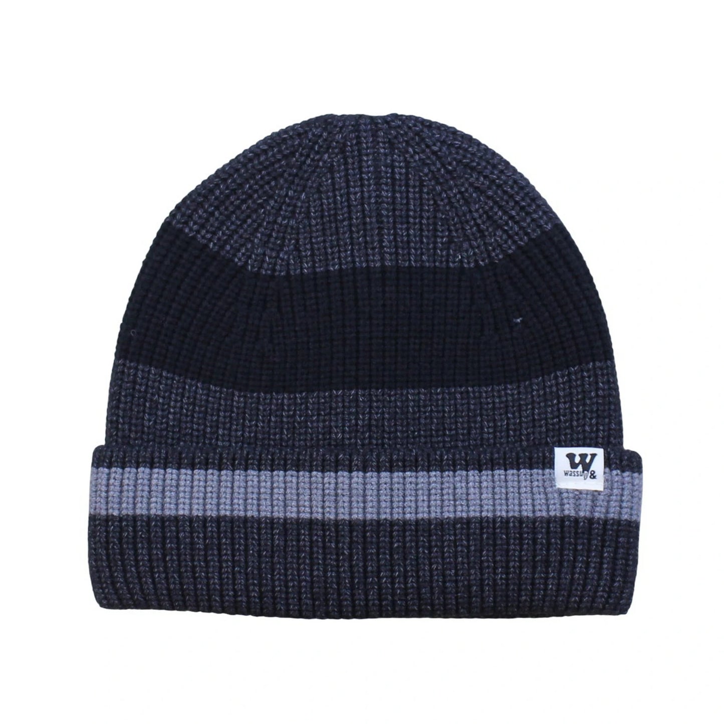 Ski Hat | Colour Block Ribbed Knit Stripe Detail – Grey & Light Grey
