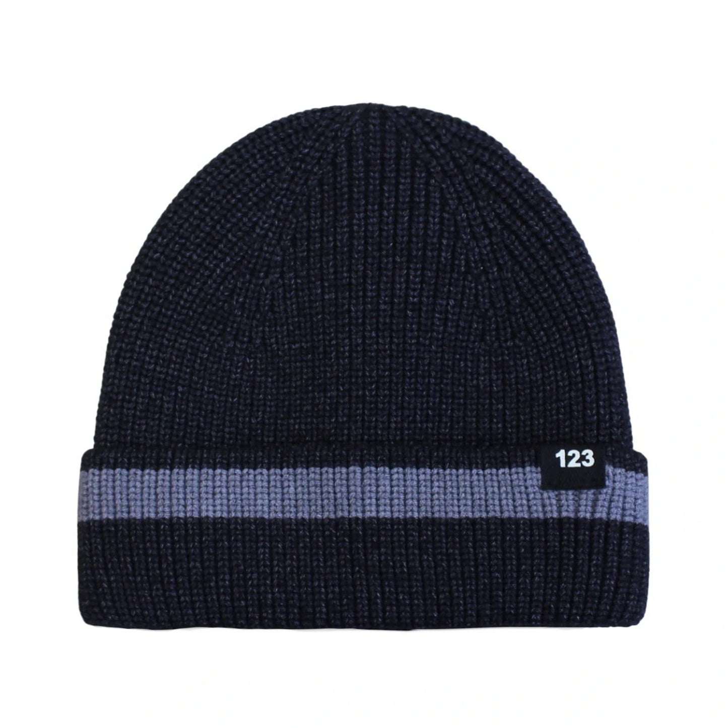 Ski Hat | Minimal Ribbed Knit Stripe Accent – Dark Grey & Grey