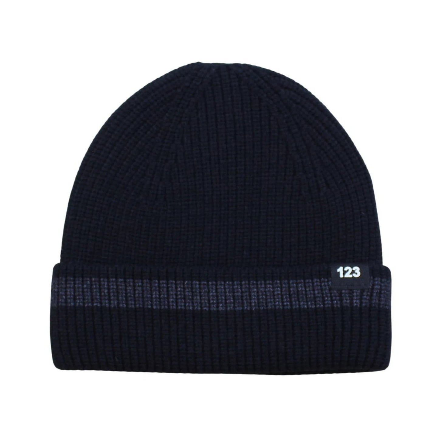 Ski Hat | Minimal Ribbed Knit Stripe Accent – Black & Grey