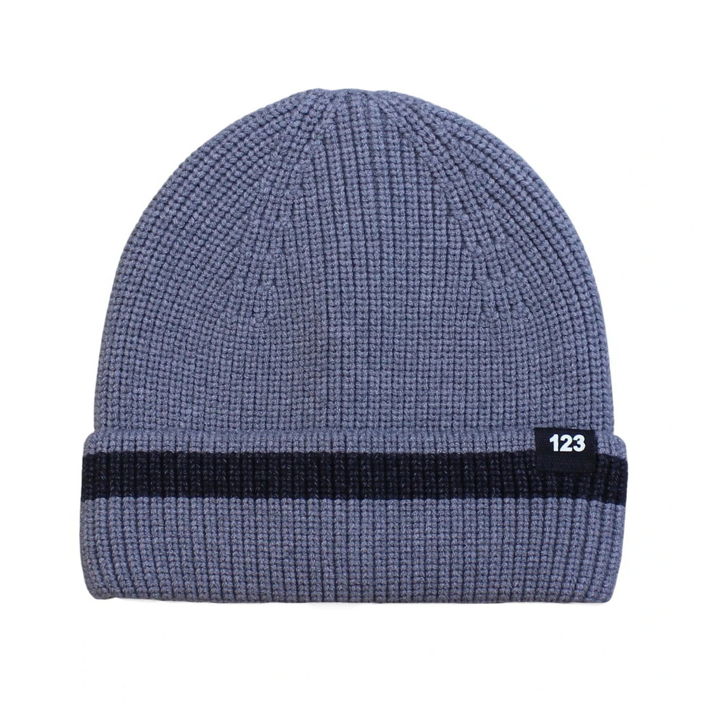 Ski Hat | Minimal Ribbed Knit Stripe Accent – Light Grey & Black