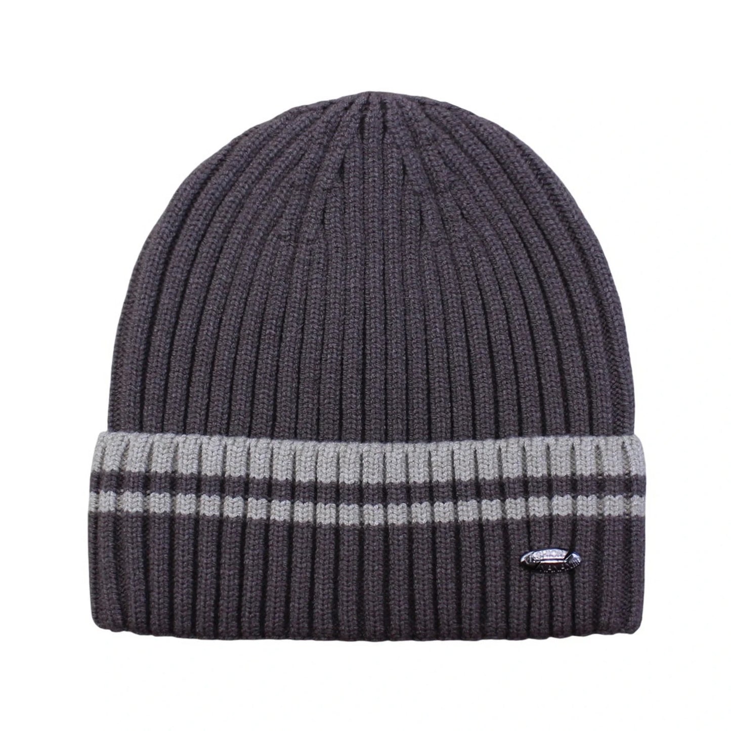 Ski Hat | Ribbed Knit Cuffed Style – Brown & Khaki