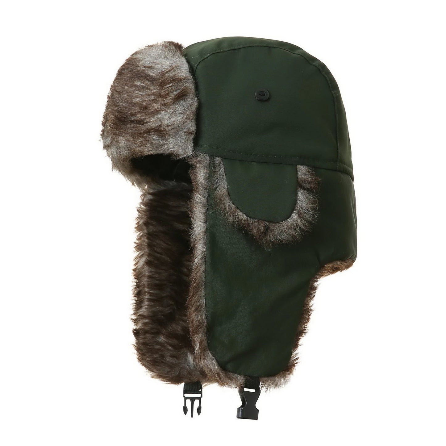 Trapper Hat | Faux Fur Lined Winter Trapper Design – Dark Green