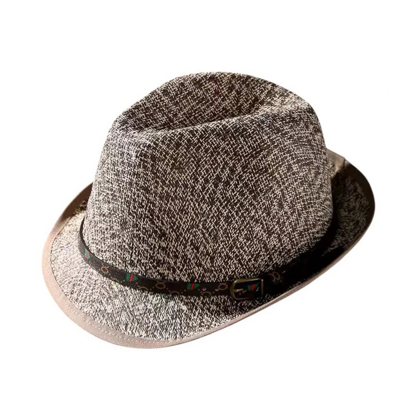 Straw Trilby Hat | Buckle Band Detail – Brown
